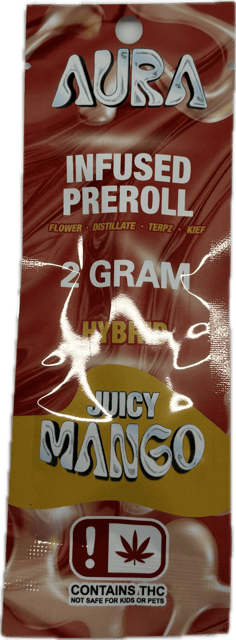 Aura - Juicy Mango Infused Pre Roll 2G cannabis product