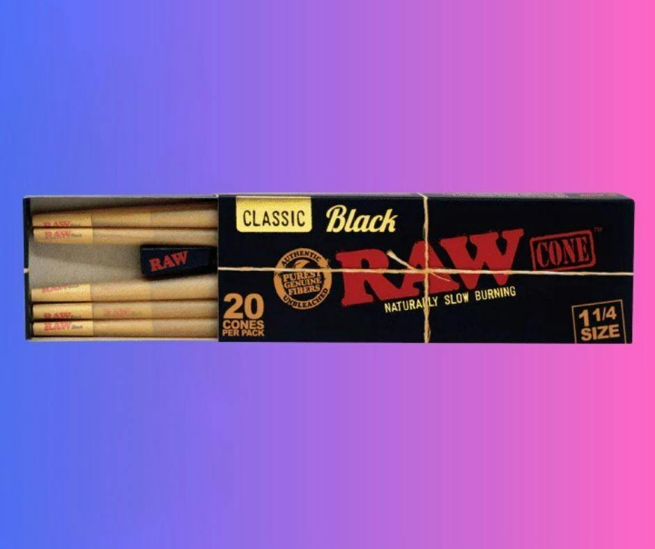 Raw Classic Black 1 1/4 Cones 20ct