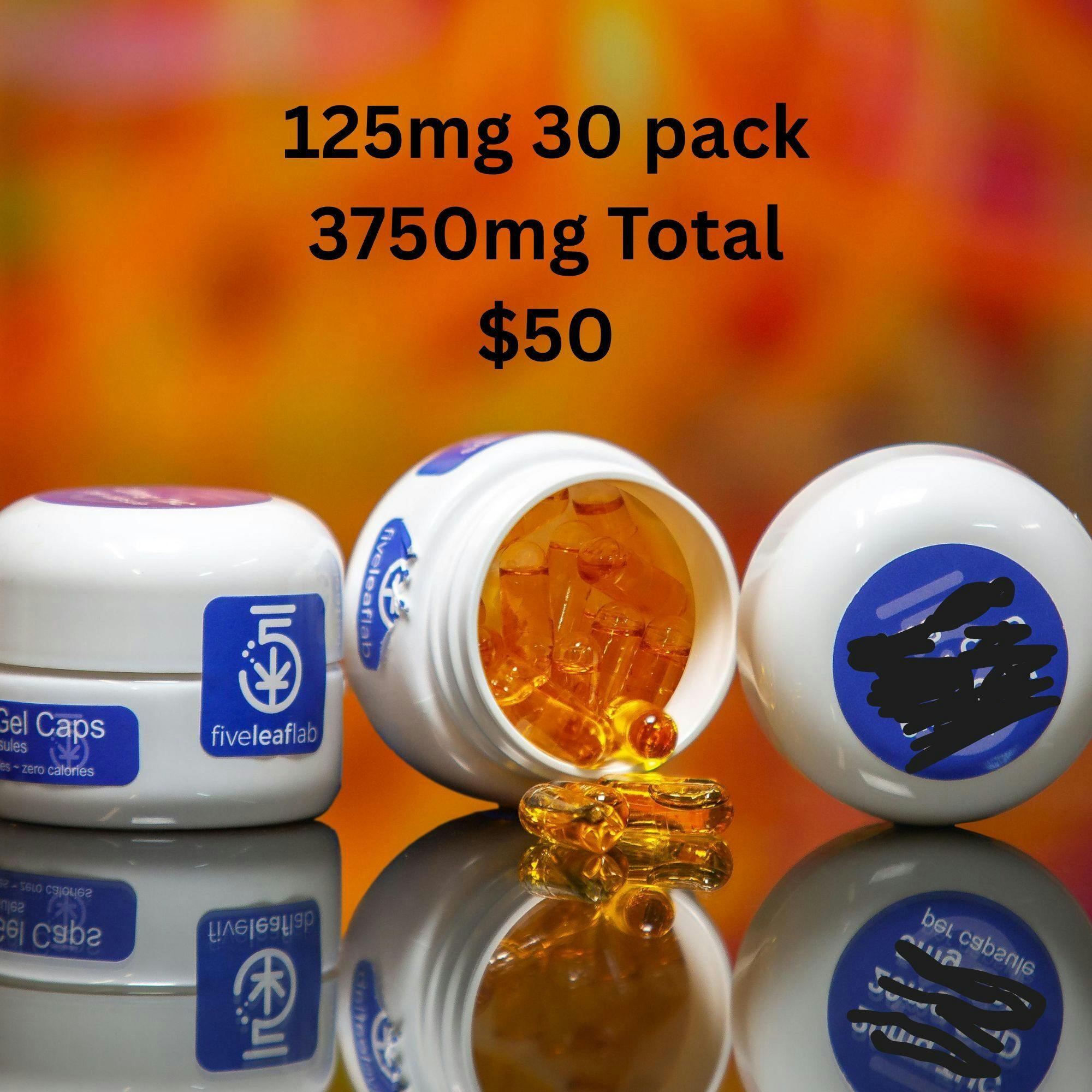 Five Leaf Labs 30 PACK 125mg THC per piece Gel Caps