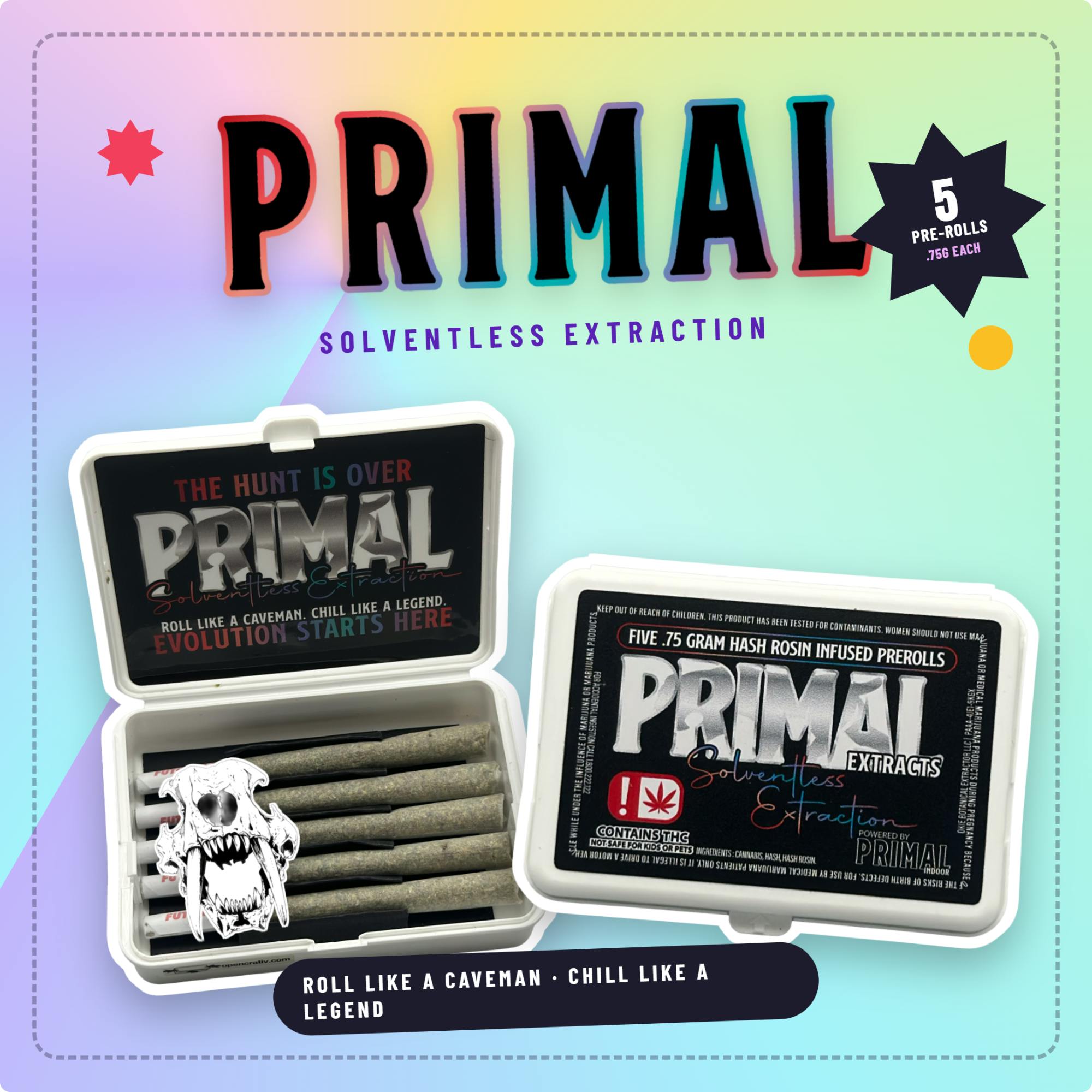 Primal Super Glue 5pk Rosin Infused Prerolls (3.75g) $28