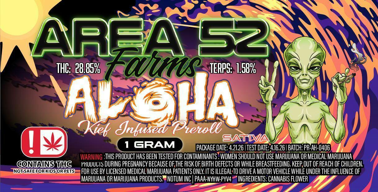 $2 Area 52 Aloha 1g Preroll $2