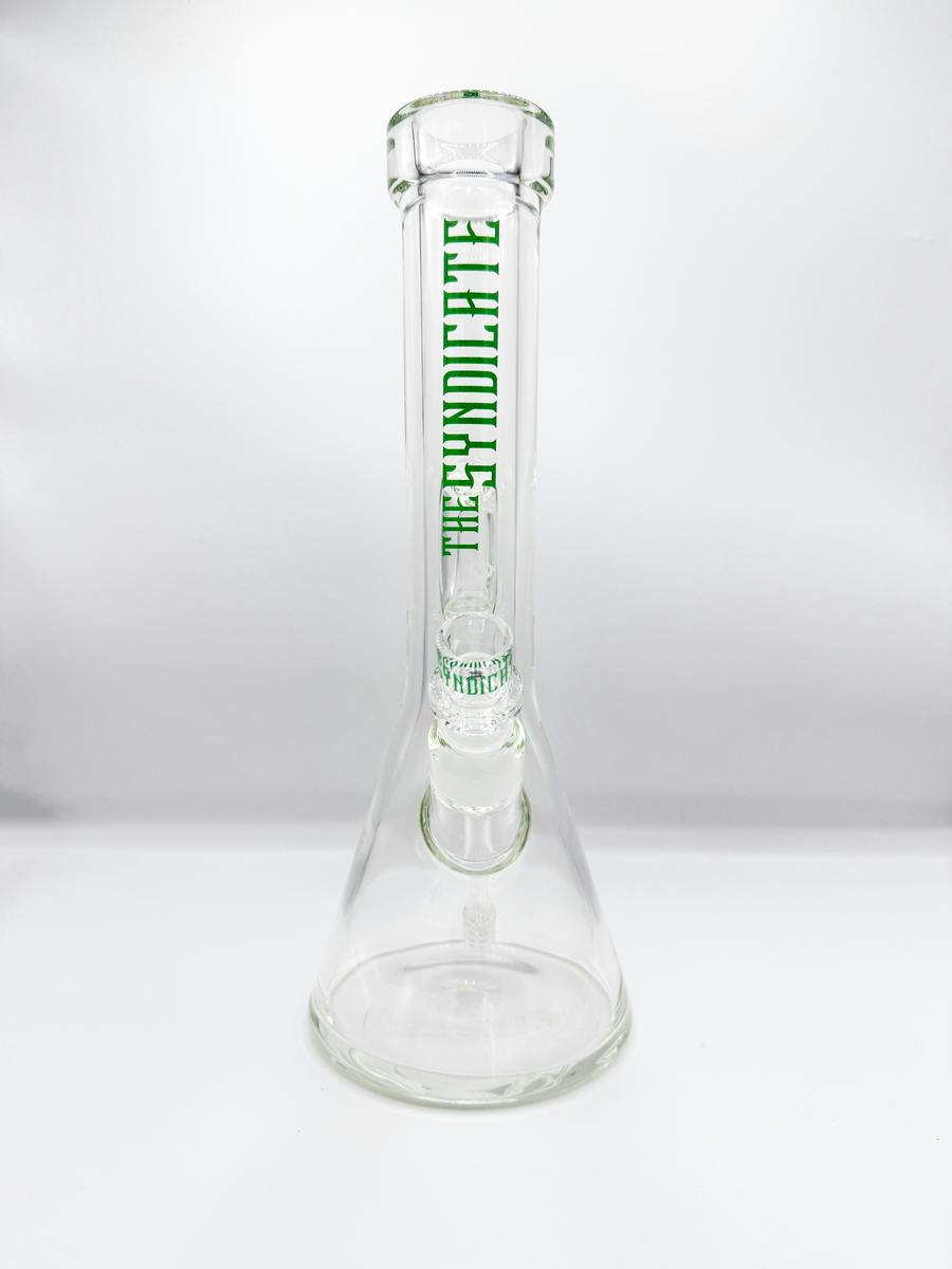THE SYNDICATE - BEAKER BONG - 14 IN - 9 MM - GREEN