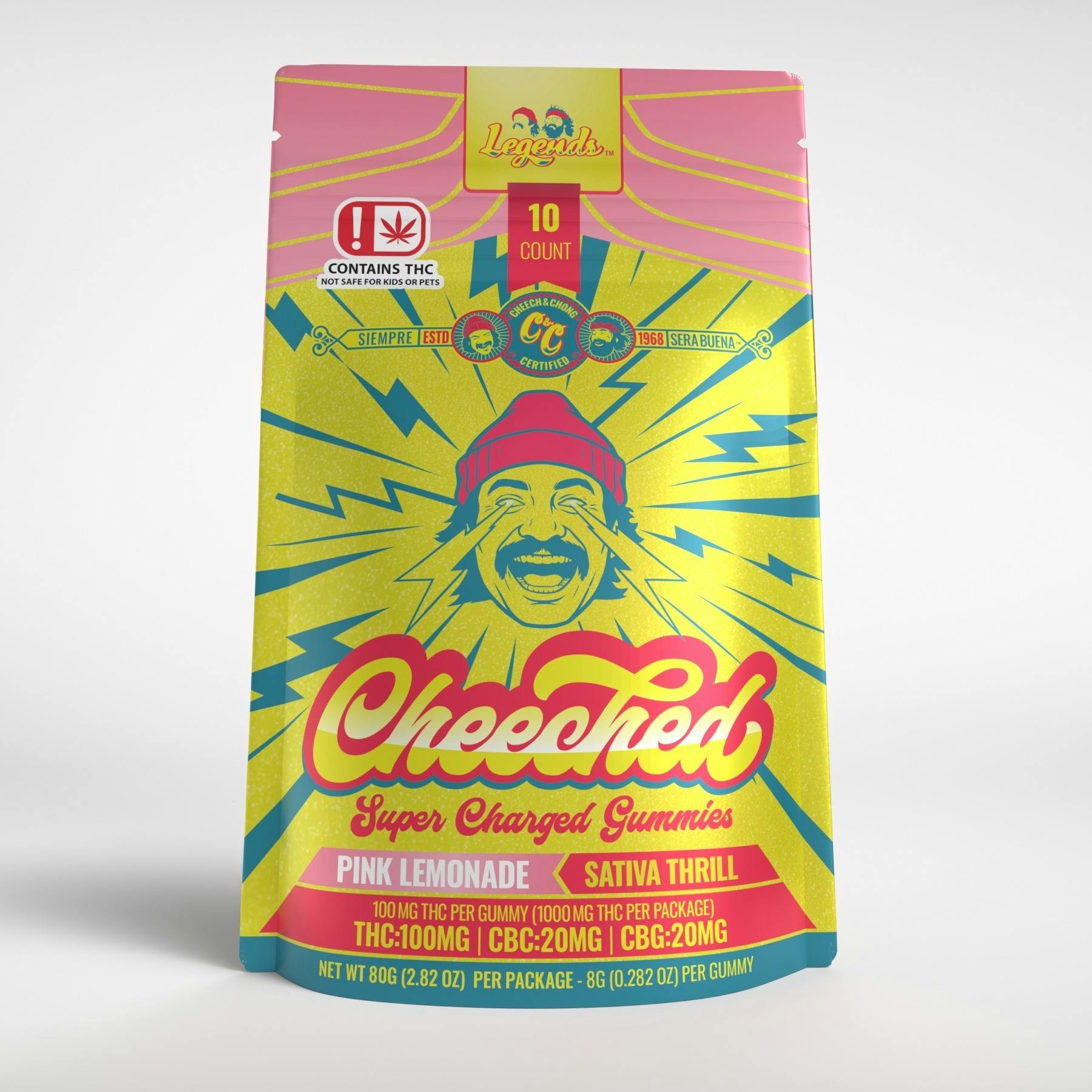 Cheech & Chong - Pink Lemonade - Cheeched High Dose Sativa 1000mg Gummies