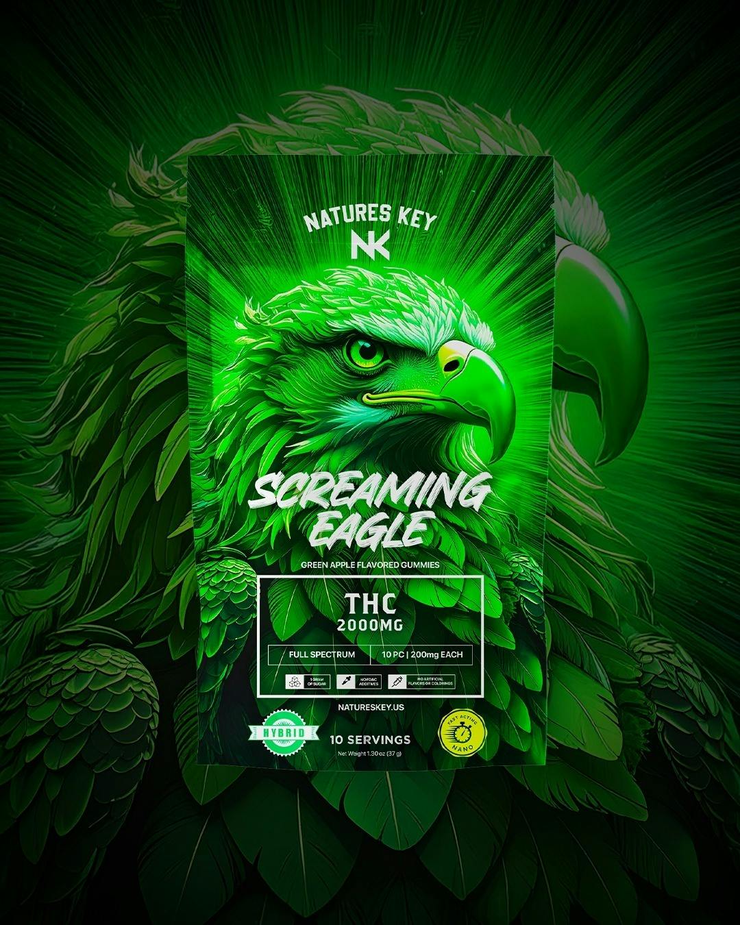 Natures Key - Green Apple - Screaming Eagle 2000mg Nano Hybrid Gummies