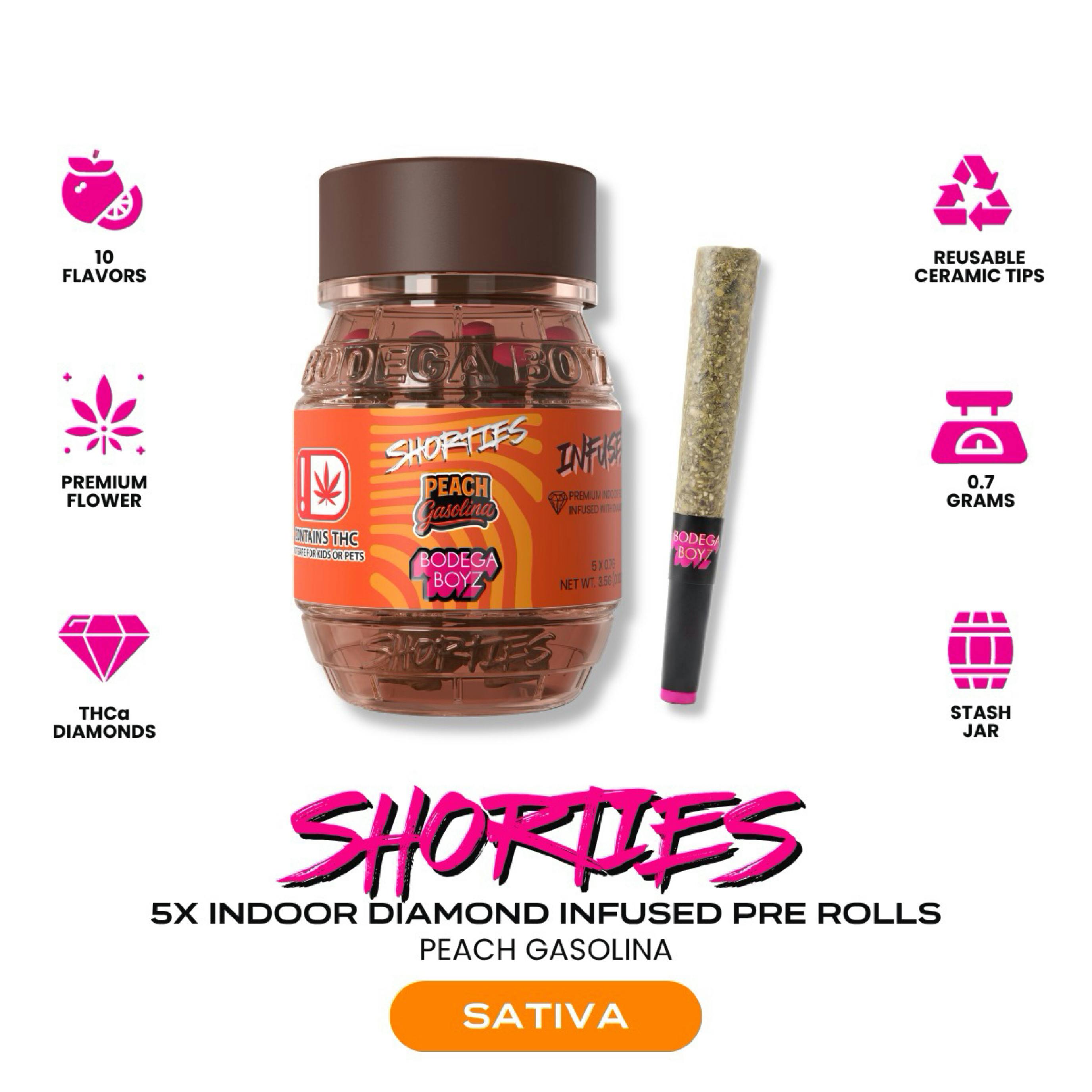Bodega Boyz - Peach Gasolina - 5pk Infused PreRolls Shorties