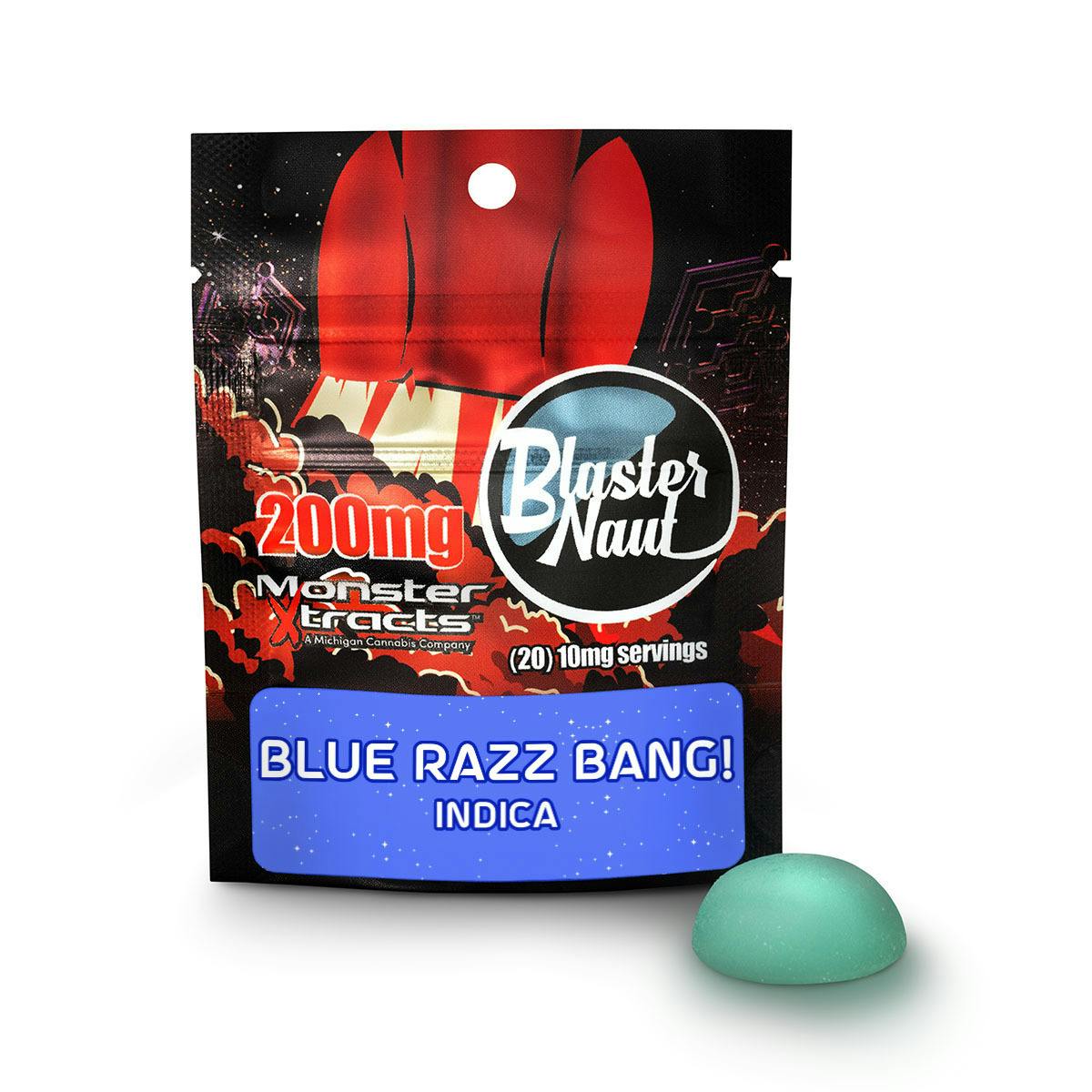 Monster Xtracts - Blaster Naut Single Gummy - (200mg) - Indica - **BLUE RAZZ BANG!** (6/$20)