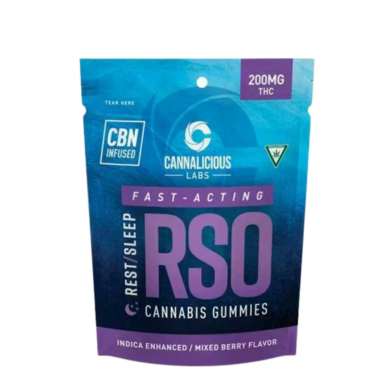 Cannalicious Labs - RSO Gummies Rest/Sleep - (200mg) - Indica - **MIXED BERRY** (2/$30)