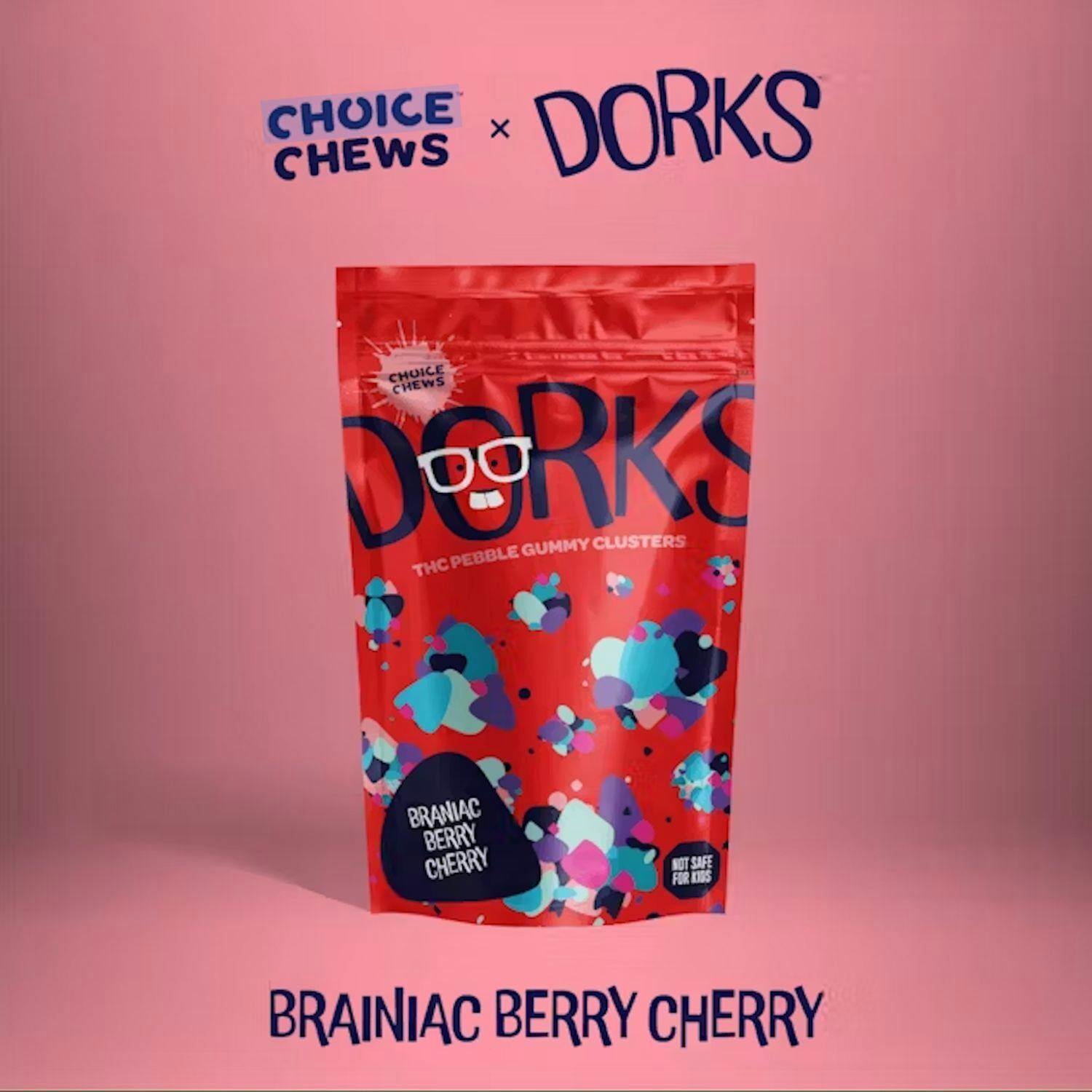 Choice x Dorks - Pebble Gummy Clusters - (200mg) - Indica - **BRAINIAC BERRY CHERRY** (3/$25)