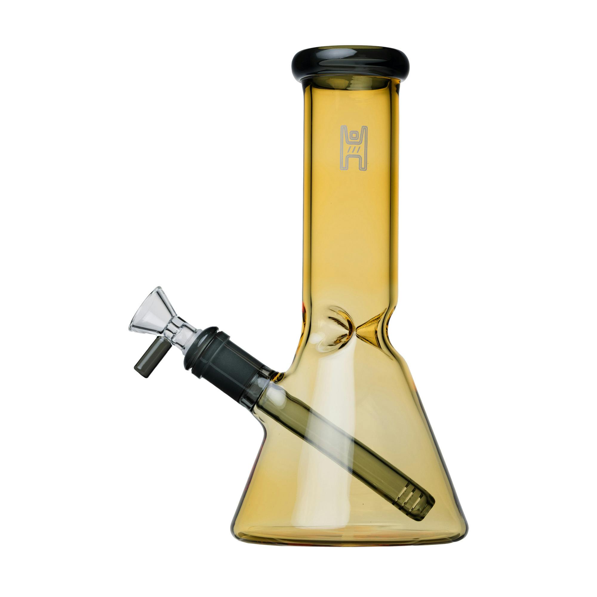 Human Grade - 9" Beaker - (14mm) - **SMOKE/YELLOW**