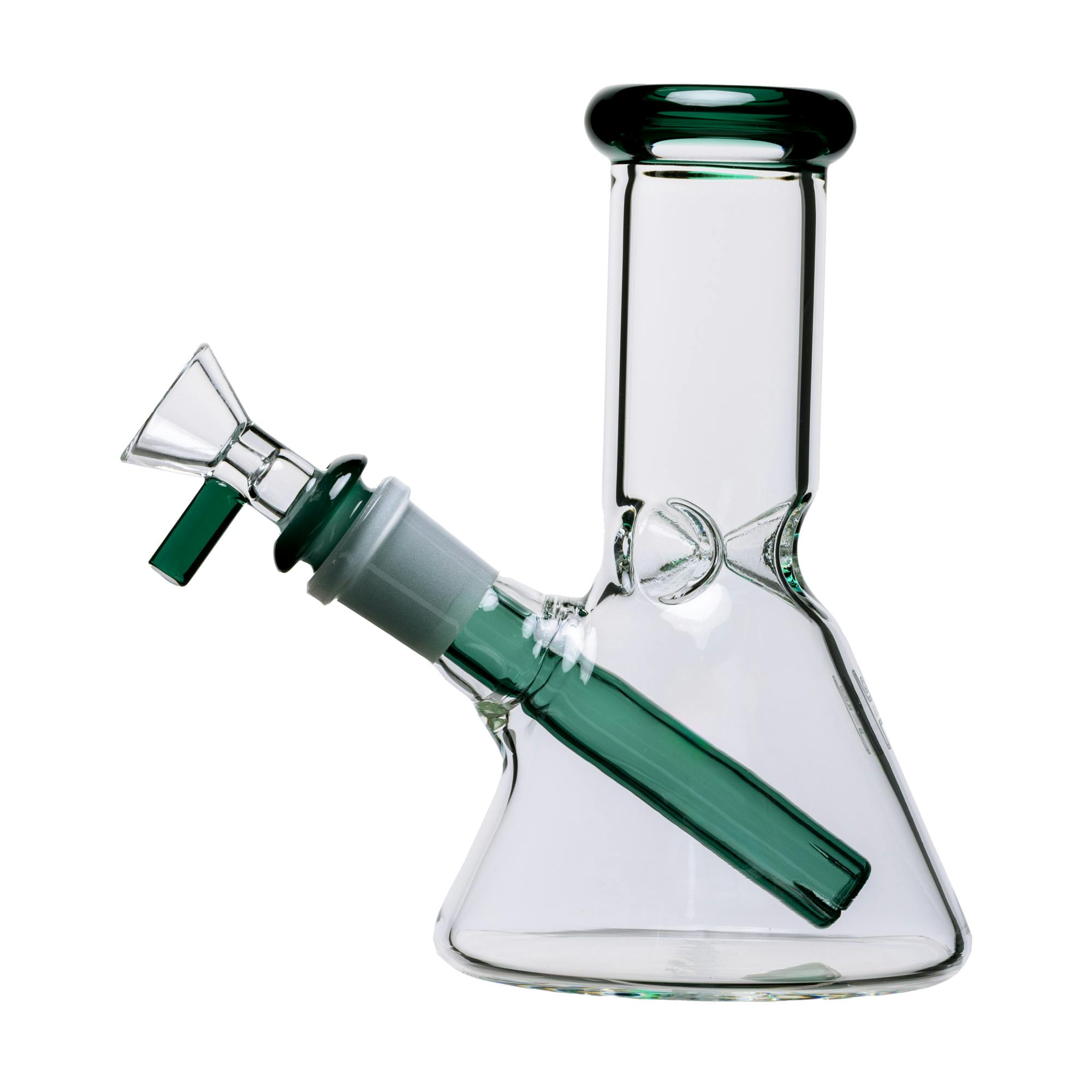 Human Grade - 9" Beaker - (14mm) - **LAKE GREEN/CLEAR**