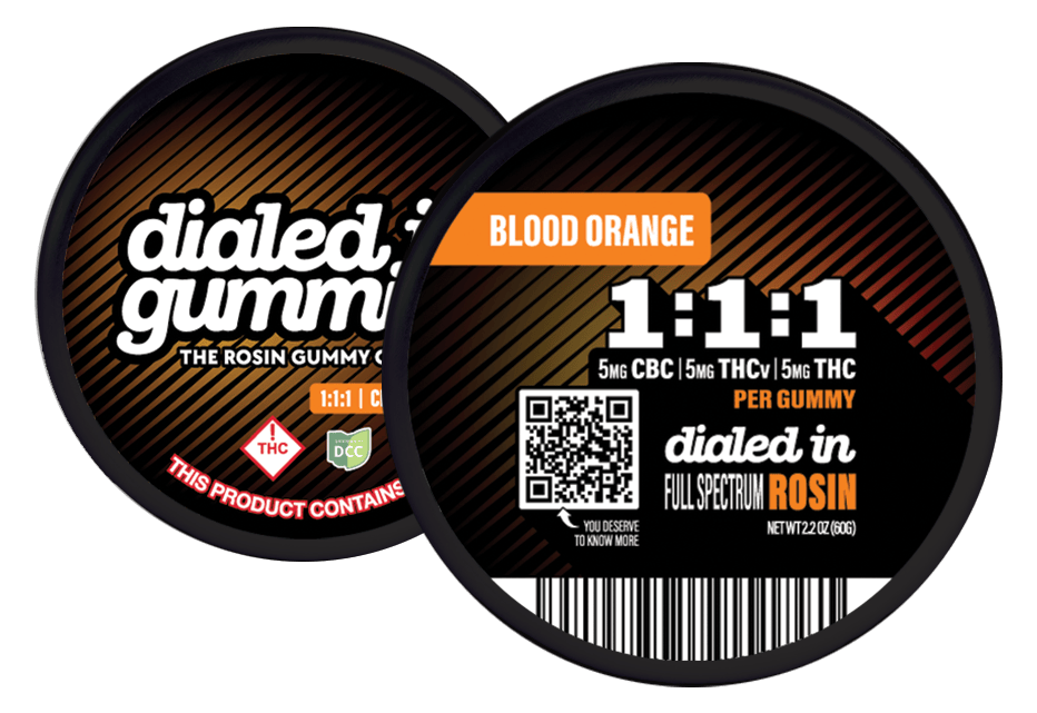 Dialed In - Blood Orange Rosin Gummies - Focus - 1:1:1 THC+THCV+CBC - [100mg]