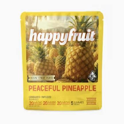 Happy Fruit Rosin Gummies 5pk Peaceful Pineapple 1:1:1 THC/CBD/CBG 100mg