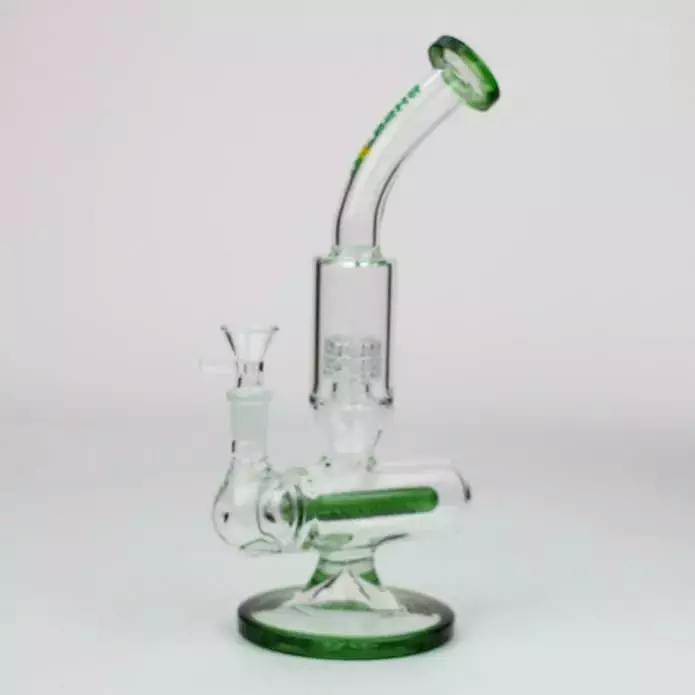 10" BOSS inline diffuser glass bong - Green diffuser bong
