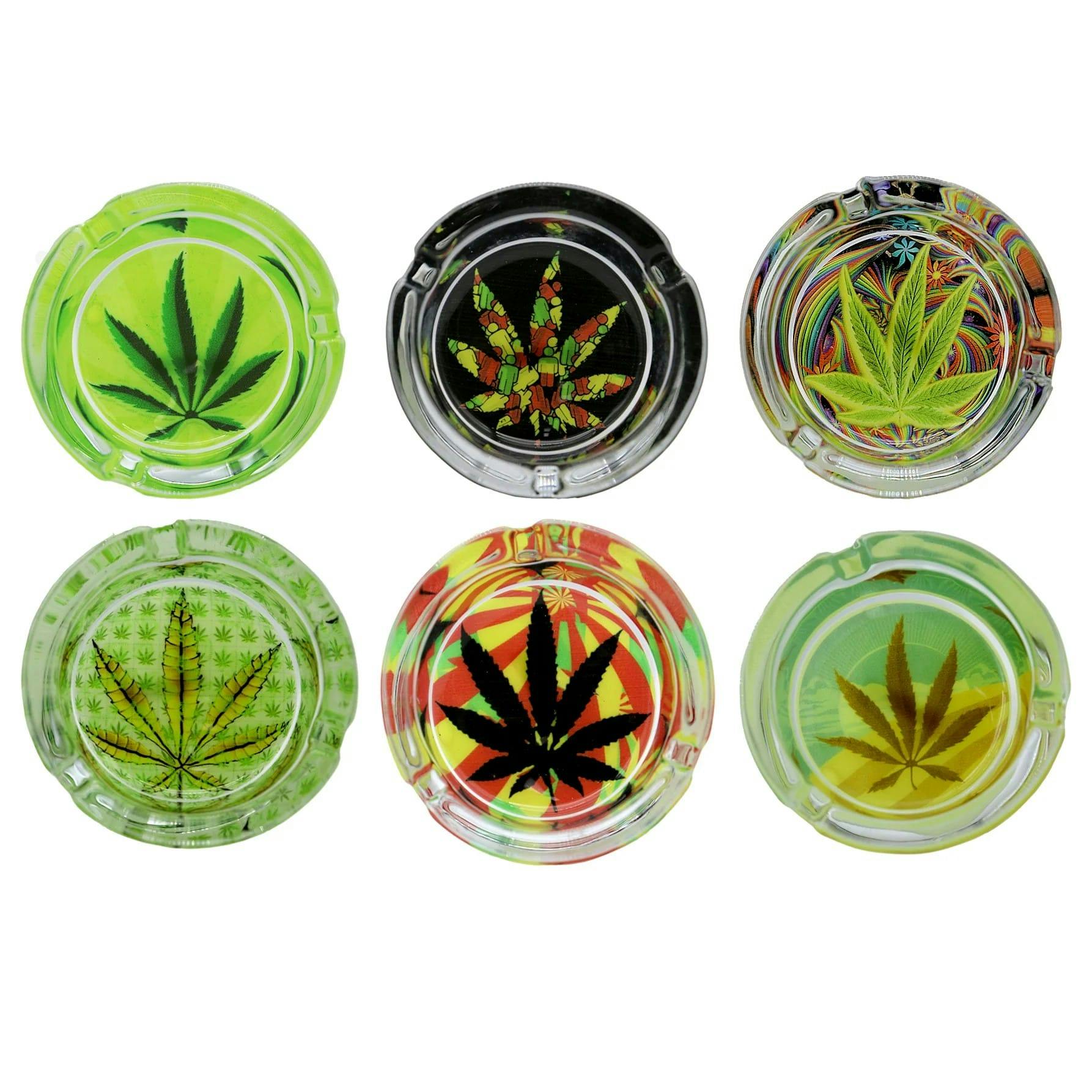 Ashtray Glass Weed Leaves