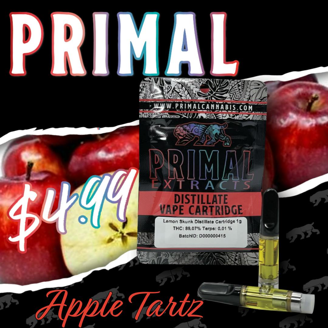 Primal Cannabis 1g Distillate Cartridge | Apple Tartz cannabis product