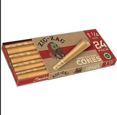 Unbleached Ultra Thin Mini Cones - 70mm [24pk] | Zig-Zag - Pre-Rolled Cones