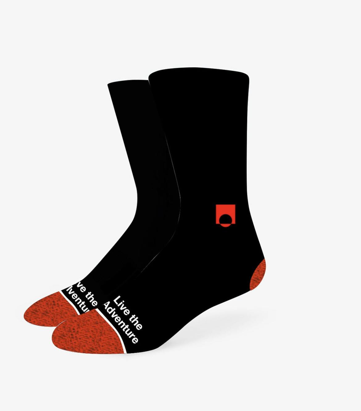 Live the Adventure Crew Sock with Stash Pocket - Black