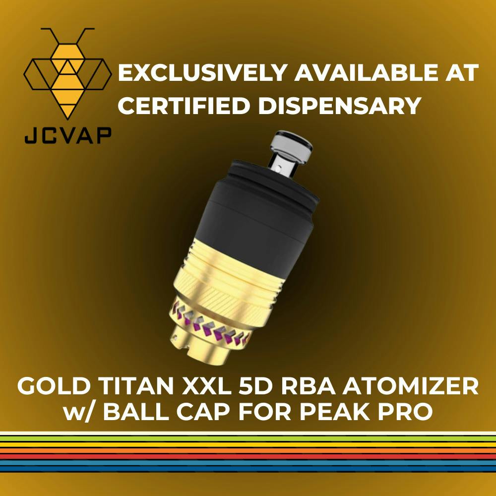 Gold Titan 5D RBA XXL Chamber w/ Quartz Insert & Ball Cap - Peak Pro (w/ App) | Portable Dab Atom...