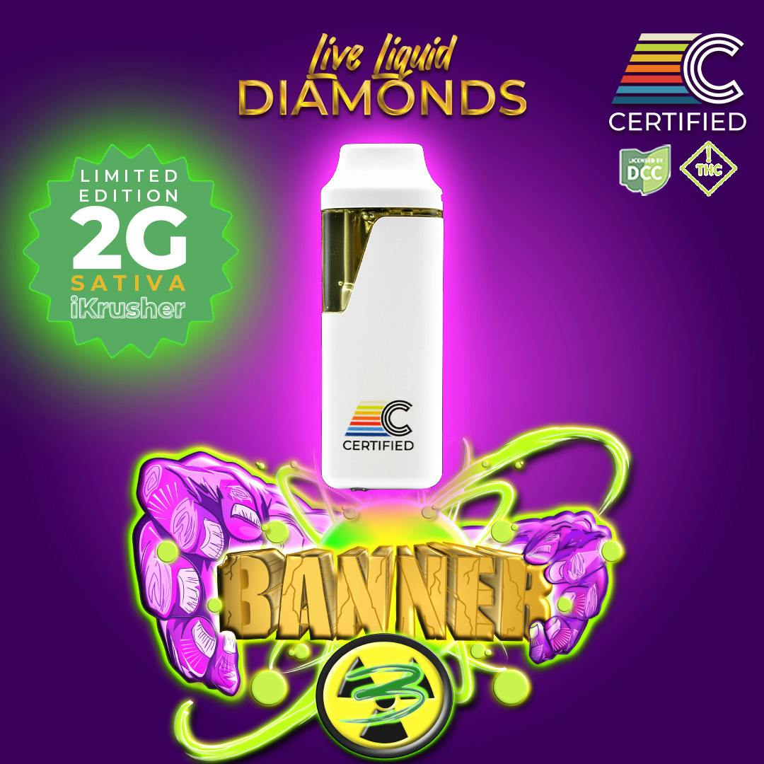 Banner #3 - LLD iKrusher | 2g High-Potency Live Resin Diamond Disposable