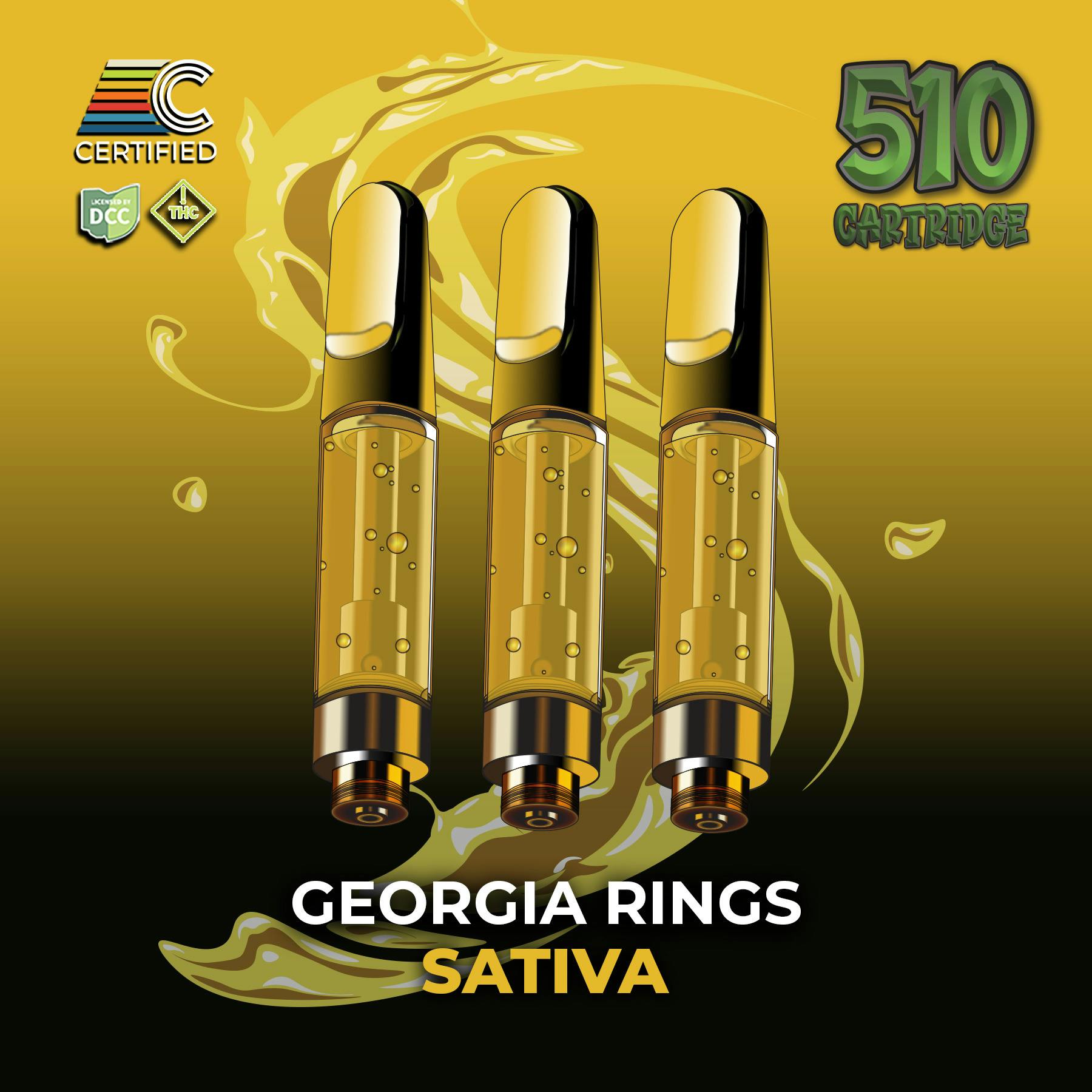Georgia Rings | 3pk 1g Distillate Cart | Sativa Vape | CERTIFIED