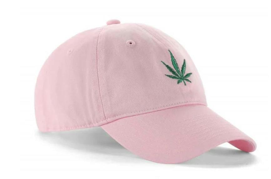 Embroidered Leaf Pink Cap