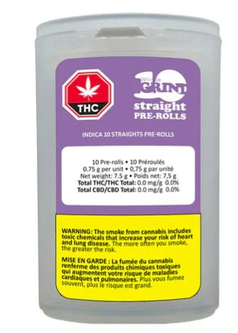 INDICA 10 STRAIGHTS PRE-ROLLS - 7.5
