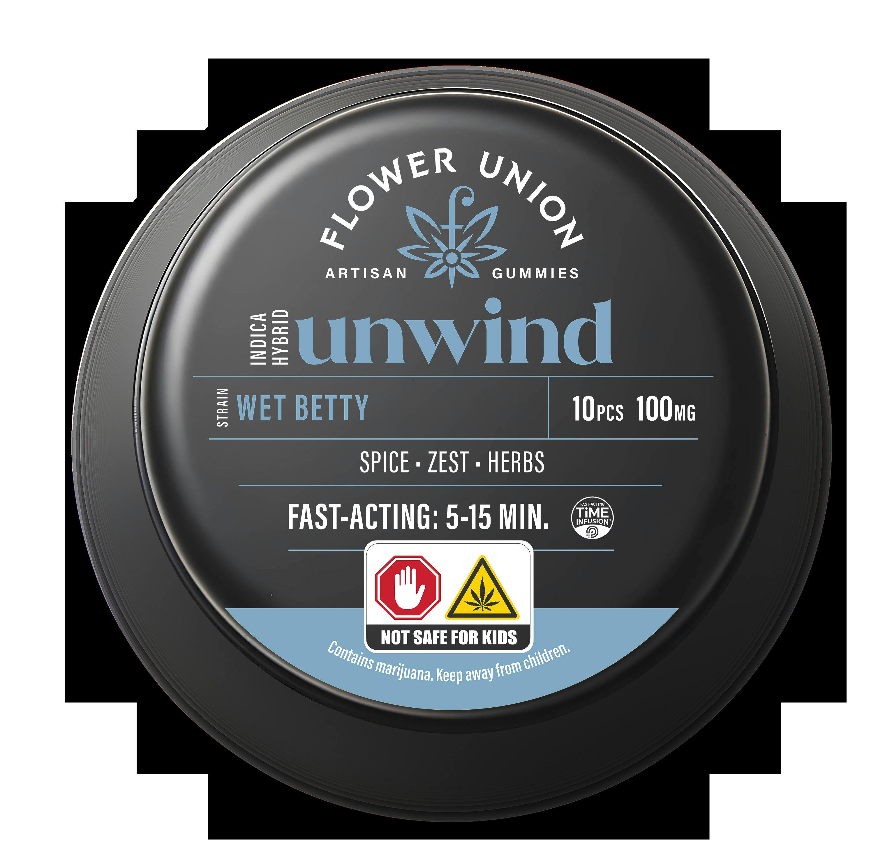 Flower Union - Gummies - Unwind - Strain: Baby Yoda - Flavor : Blueberry (H)