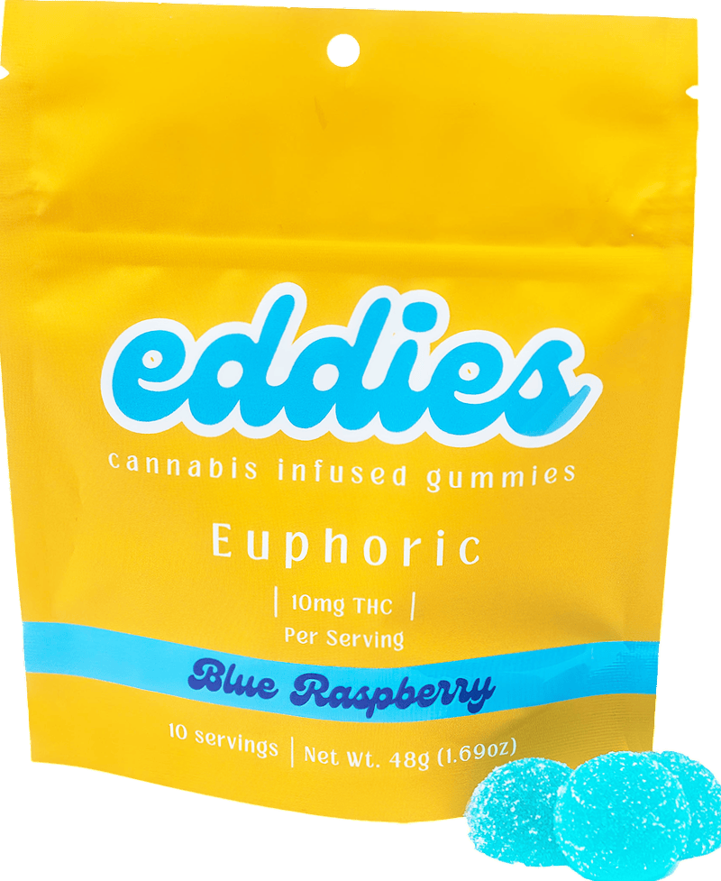 EDDIES 'EUPHORIC' - BLUE RASPBERRY 10PK 100MG THC