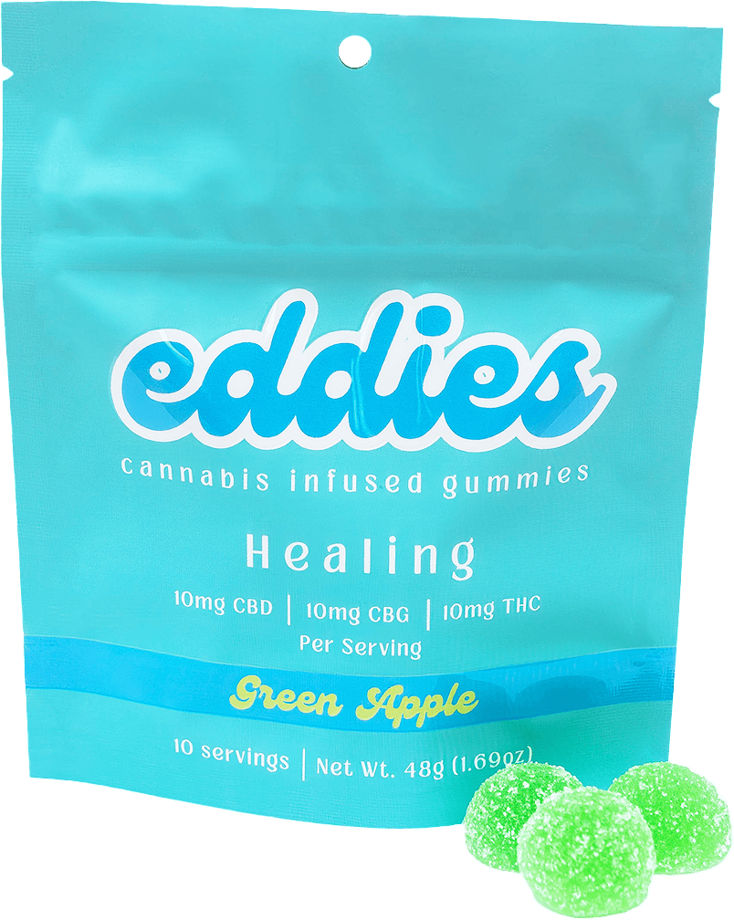EDDIES 'HEALING' - GREEN APPLE 10PK 100MG THC/100MG CBD/100MG CBG