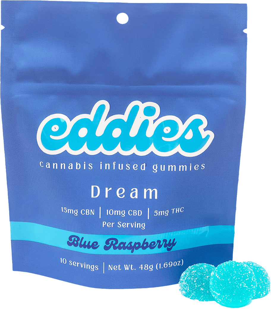 EDDIES 'DREAM' - BLUE RASPBERRY 10PK 50MG THC/100MG CBD/150MG CBN