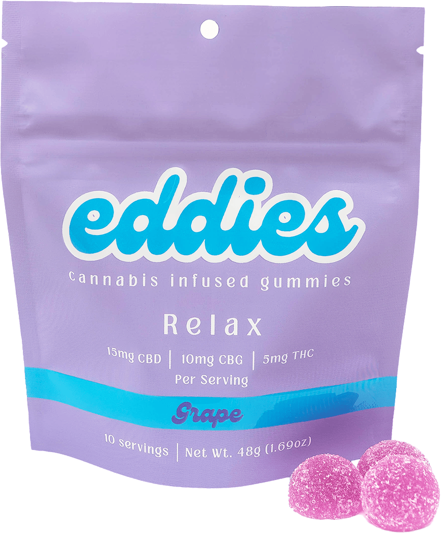 EDDIES 'RELAX' - GRAPE 10PK 50MG THC/150MG CBD/100MG CBG