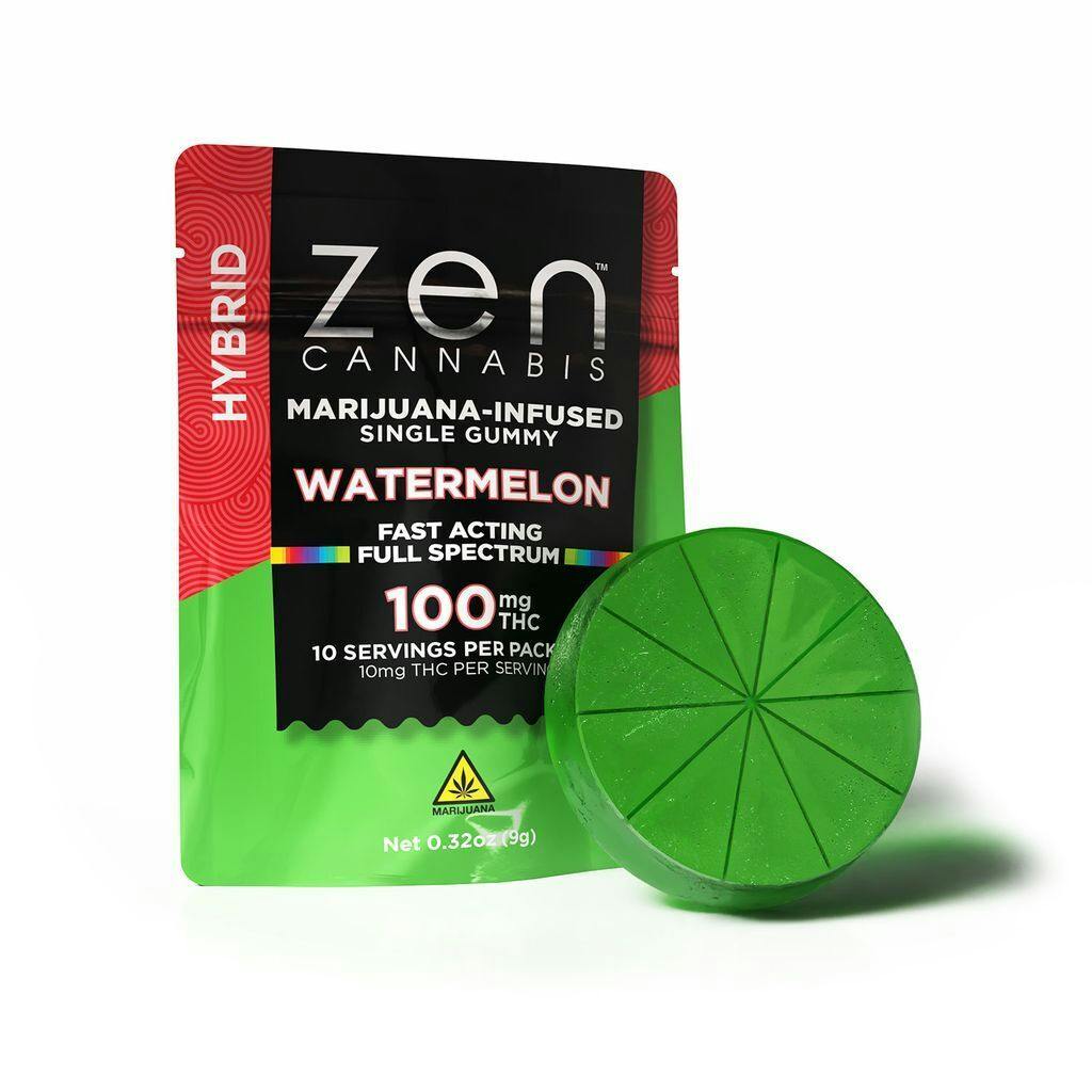 Zen Cannabis Hybrid Watermelon Single Gummy 100mg Each | 1 Pack
