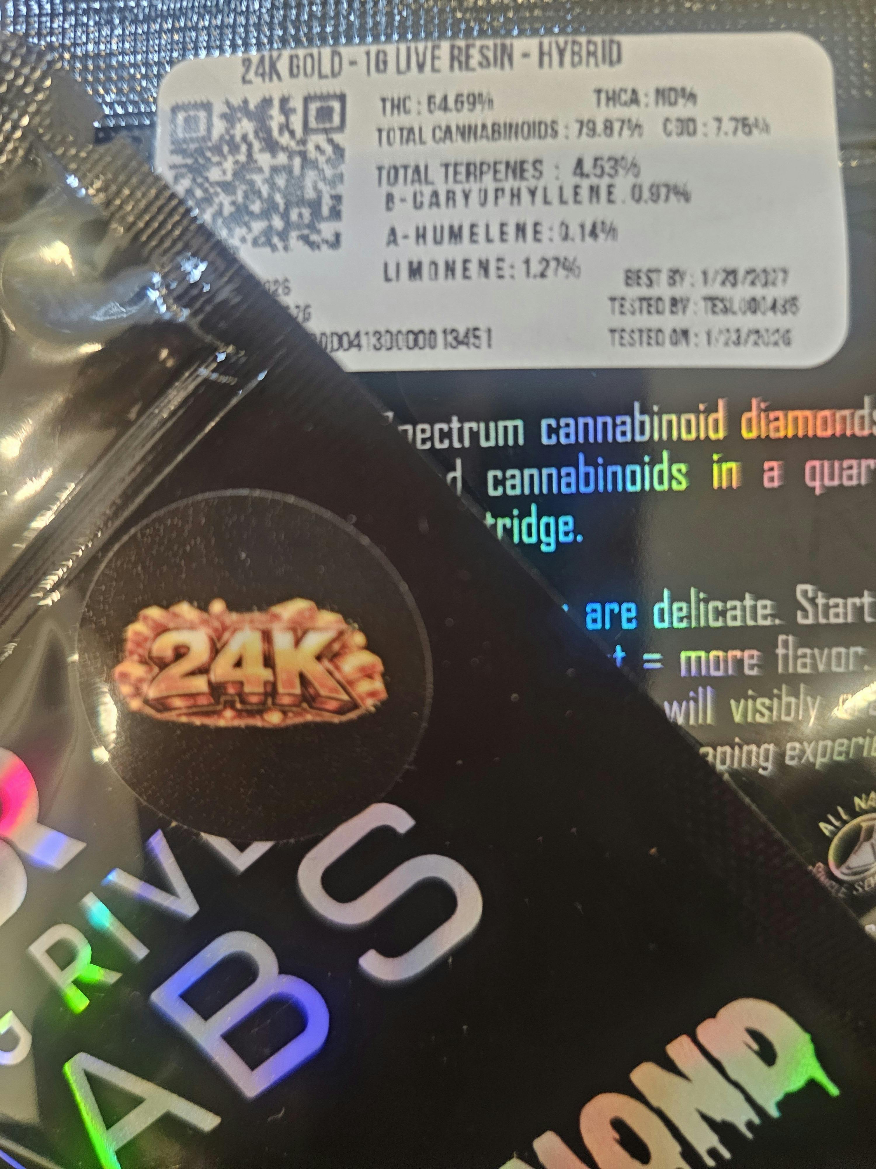 24K Gold | Live Resin | 1g Cart | 24K Gold | WOW BRCC