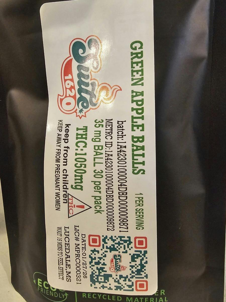 Green Apple Drops | 50MG (1000MG) Candies | Suite 1620