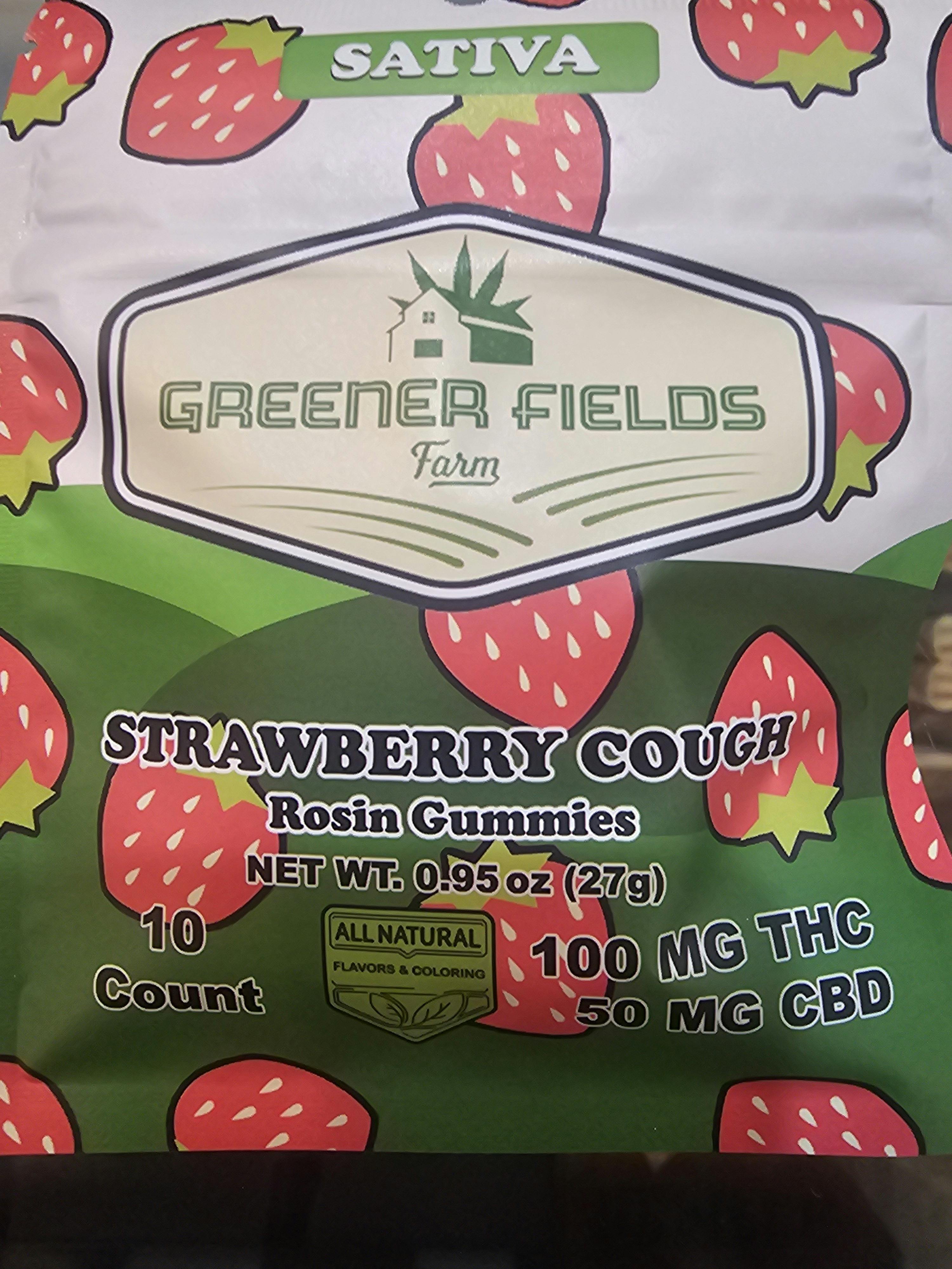 Strawberry Cough | 100MG (10PCS) Gummy Bag | Greener Fields at Coast Cannabis