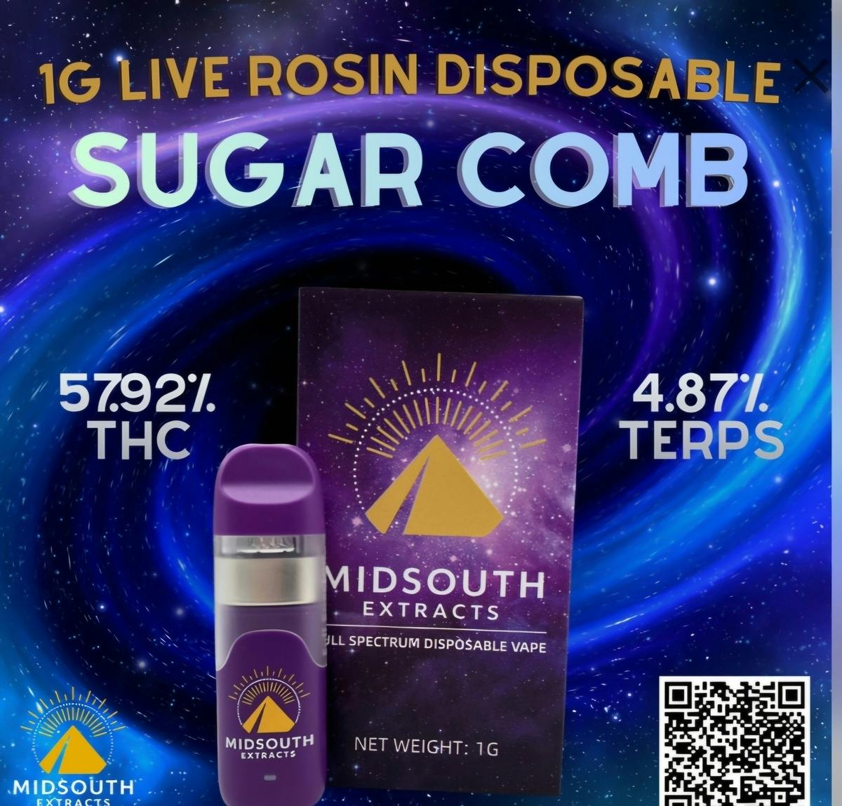 Sugar Comb | Live Rosin Disposable | 1g