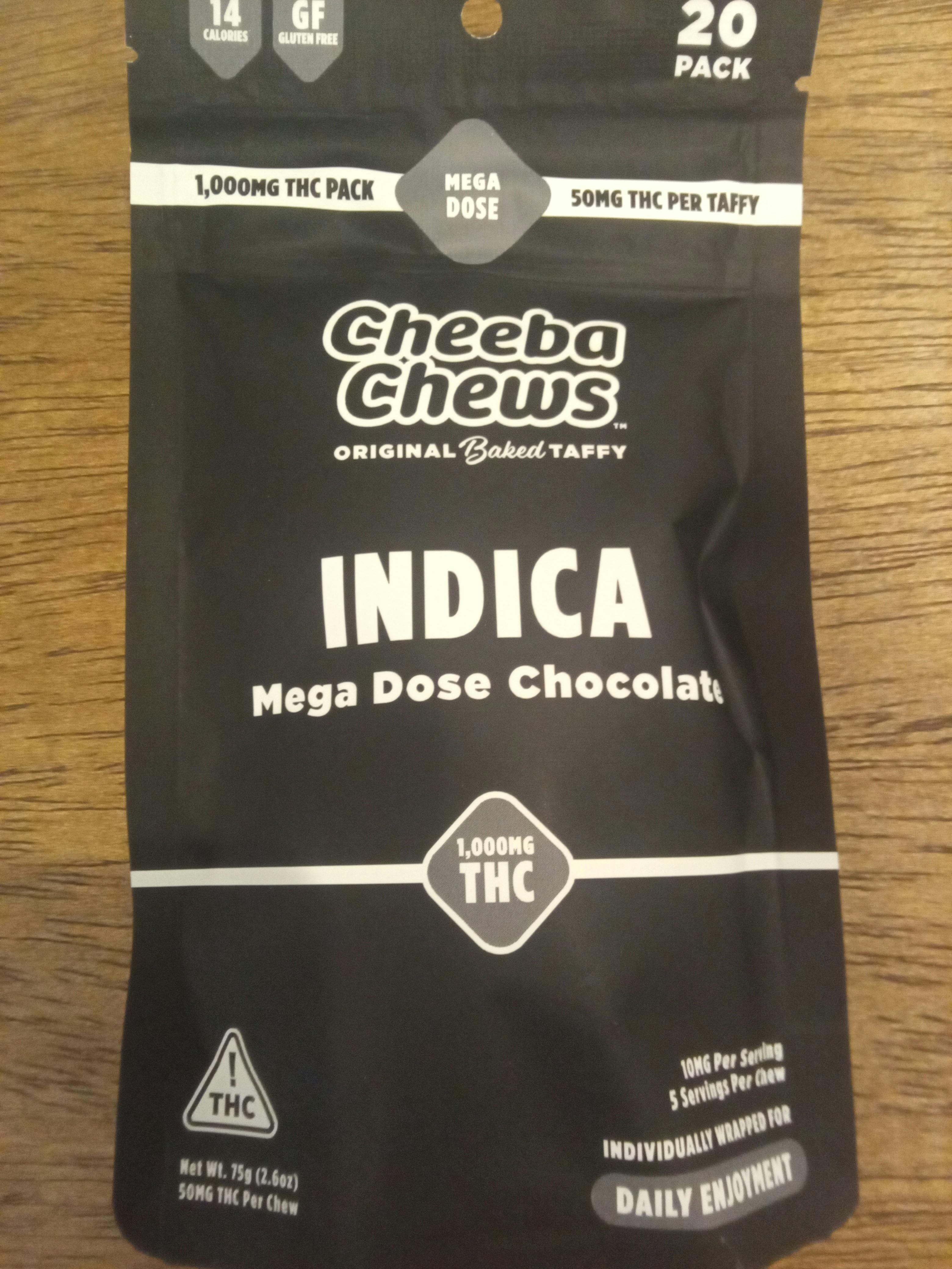 Chocolate | 1000MG Indica Cheeba Chews Waxed Wrapped Taffy 20PK | Stash House