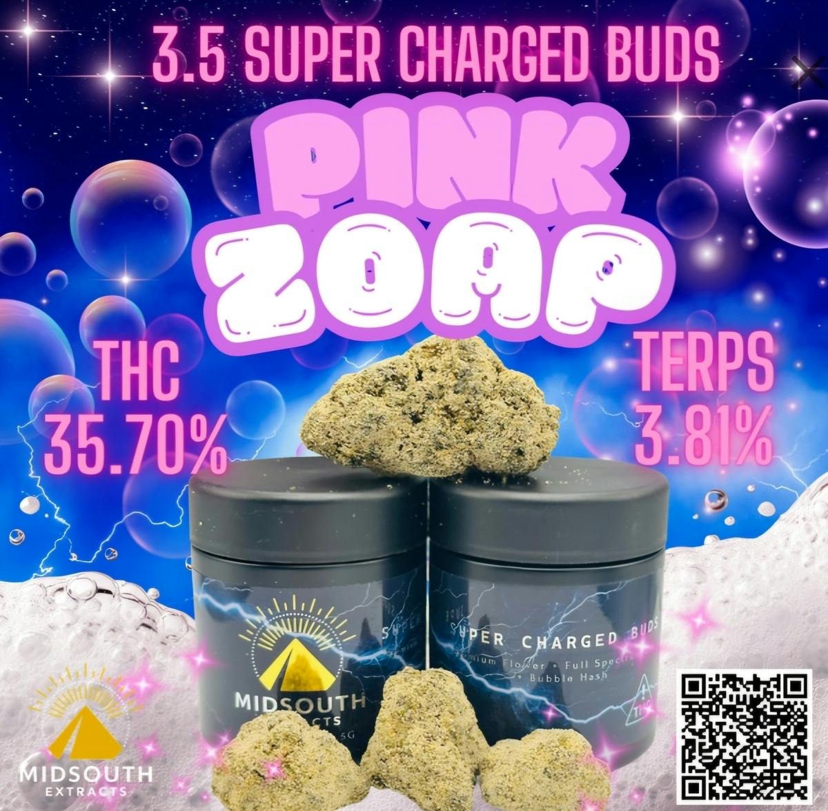 Pink Zoap SHC Flower | 3.5G Super Charged Buds | MidSouth