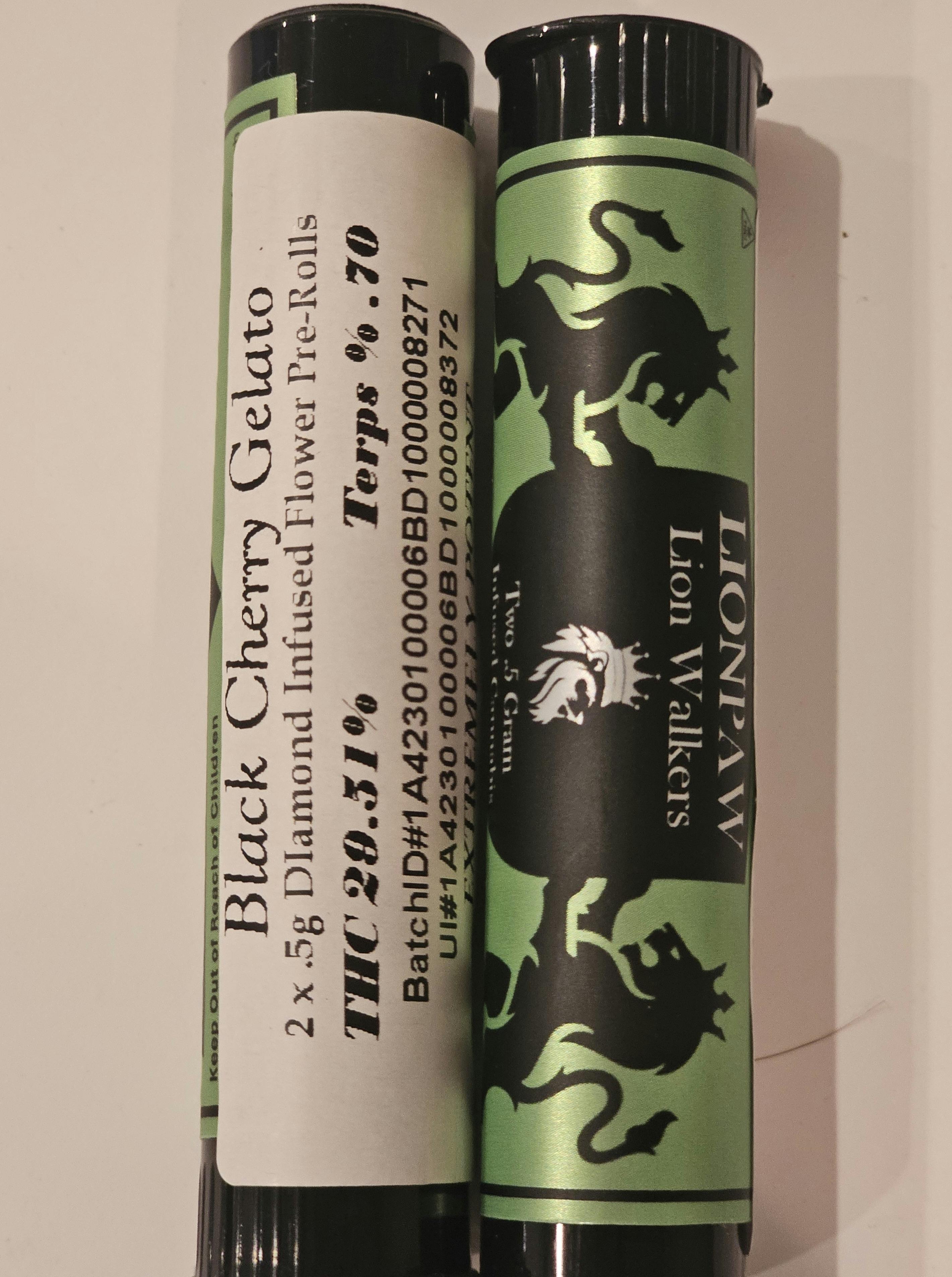 Black Cherry Gelato | 1G Infused Pre-rolls | Lion's Paw