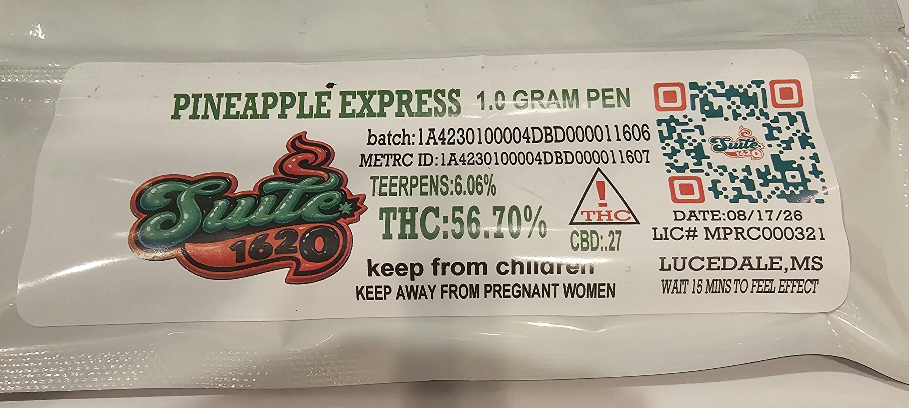 Pineapple Express | 1Gr Disposable Vape Pen | Suite 1620