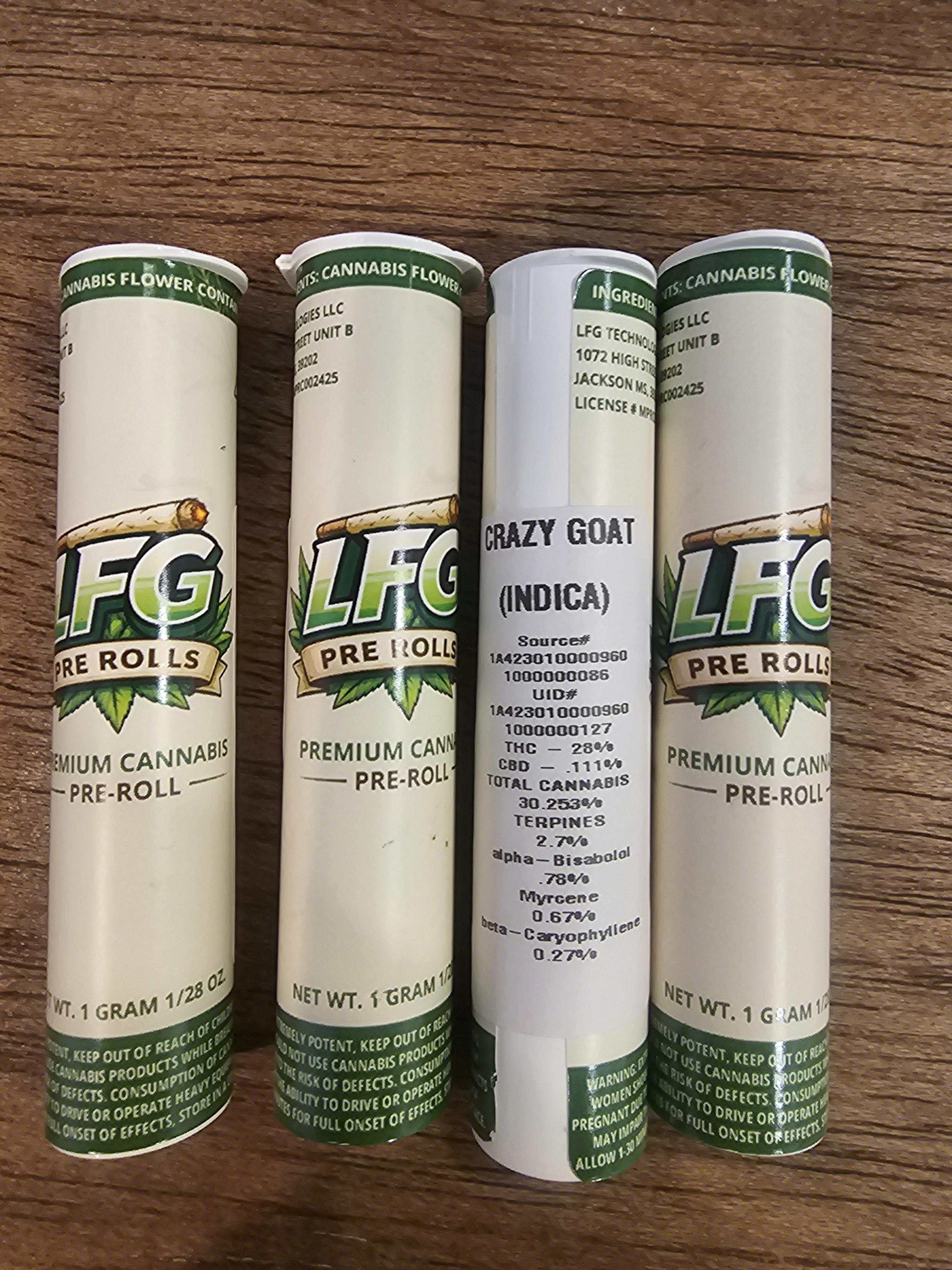 CRAZY GOAT | 1G (2 X .05G) Pre Rolls | LFG