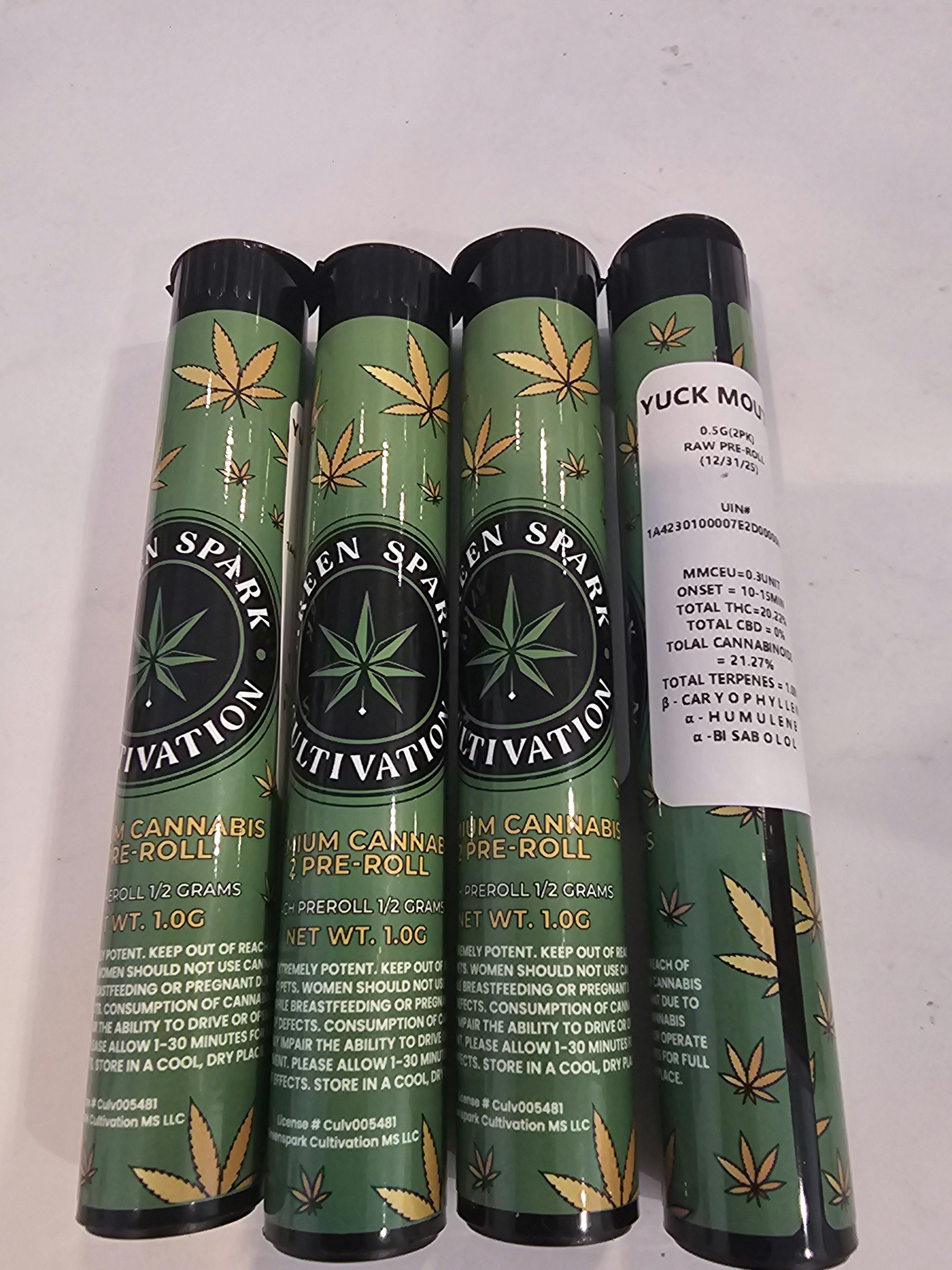 YUCK MOUTH | 1G (2X0.5G) PRE ROLLS | GREEN SPARK