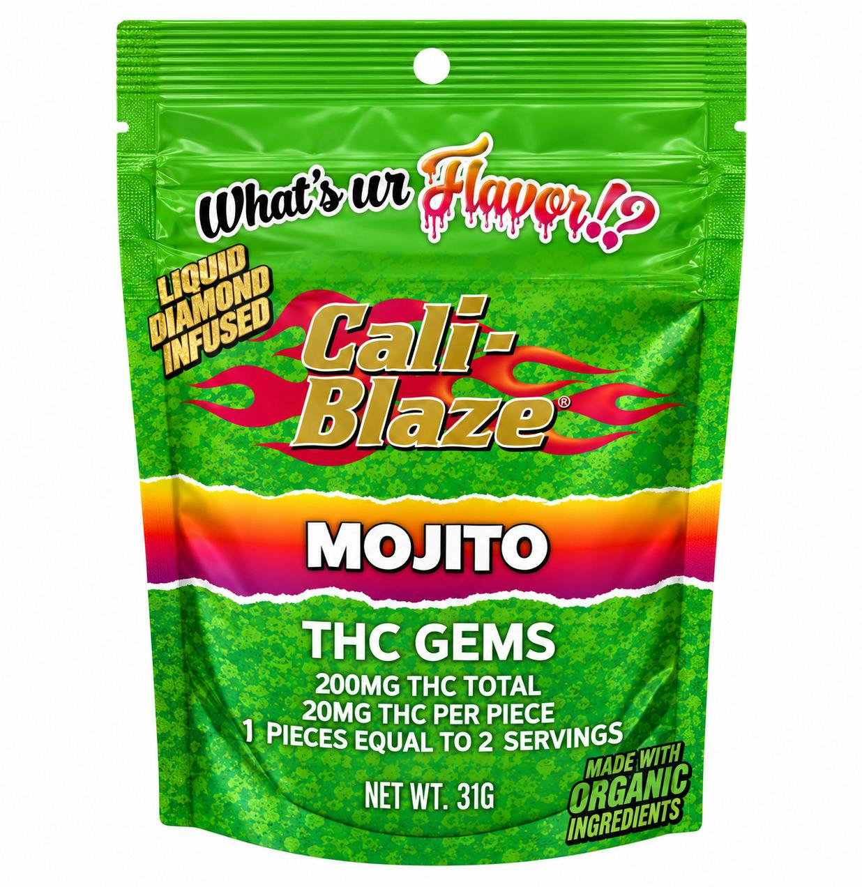 Cali-Blaze | Gems | Mojito Gummies | 200mg | 10ct | 20mg/each at Flower of Life