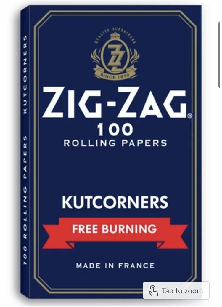 BLUE Zig Zag Free Burning Blue Papers Kutcorners 1 1/4