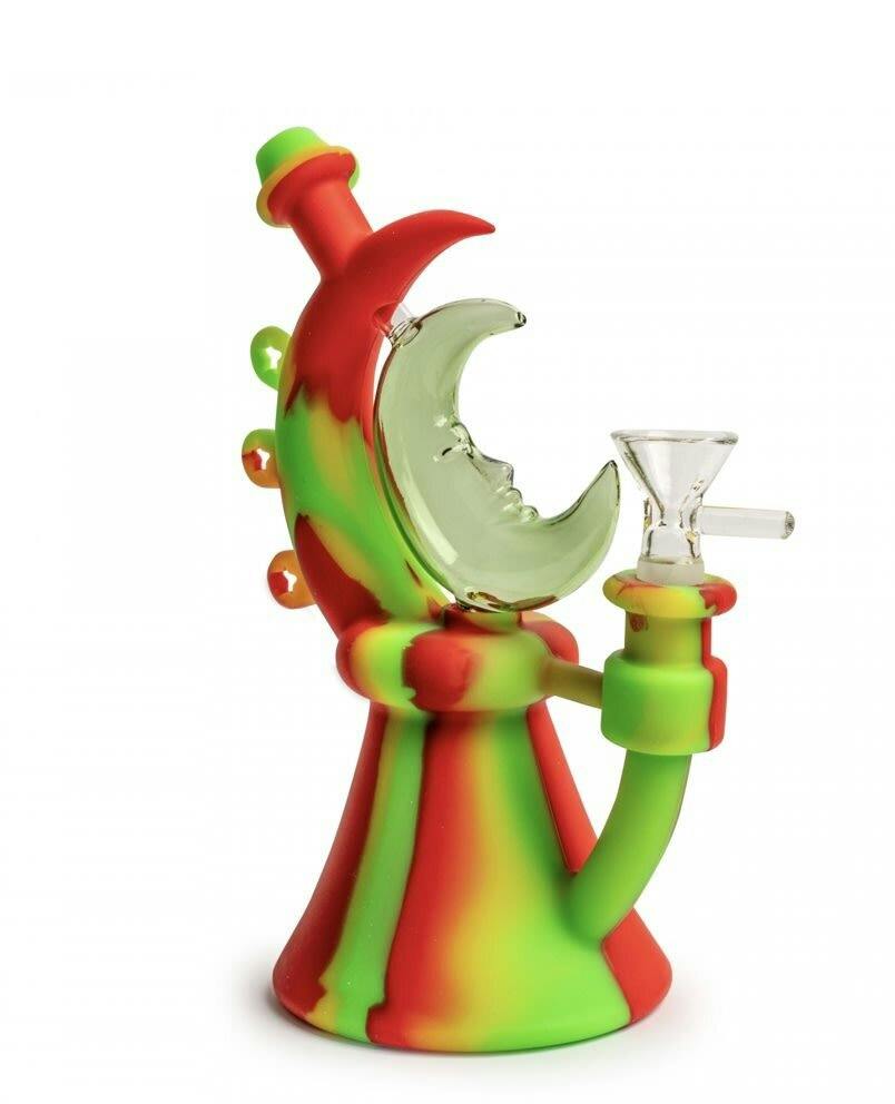 LIT Silicone 7.5" Tall Rasta Moonrise Bubbler