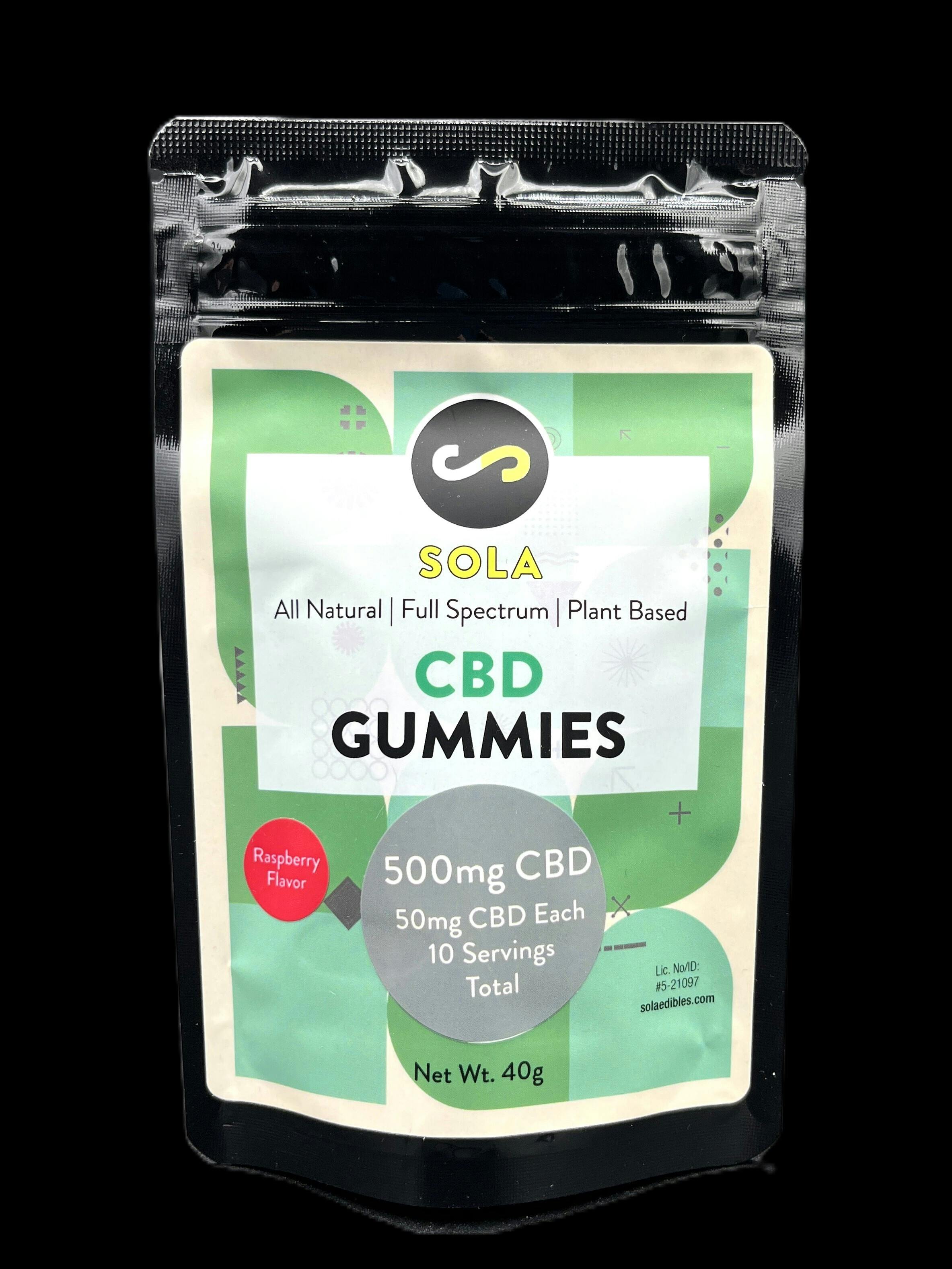 Sola Edibles - CBD Gummies (Raspberry)