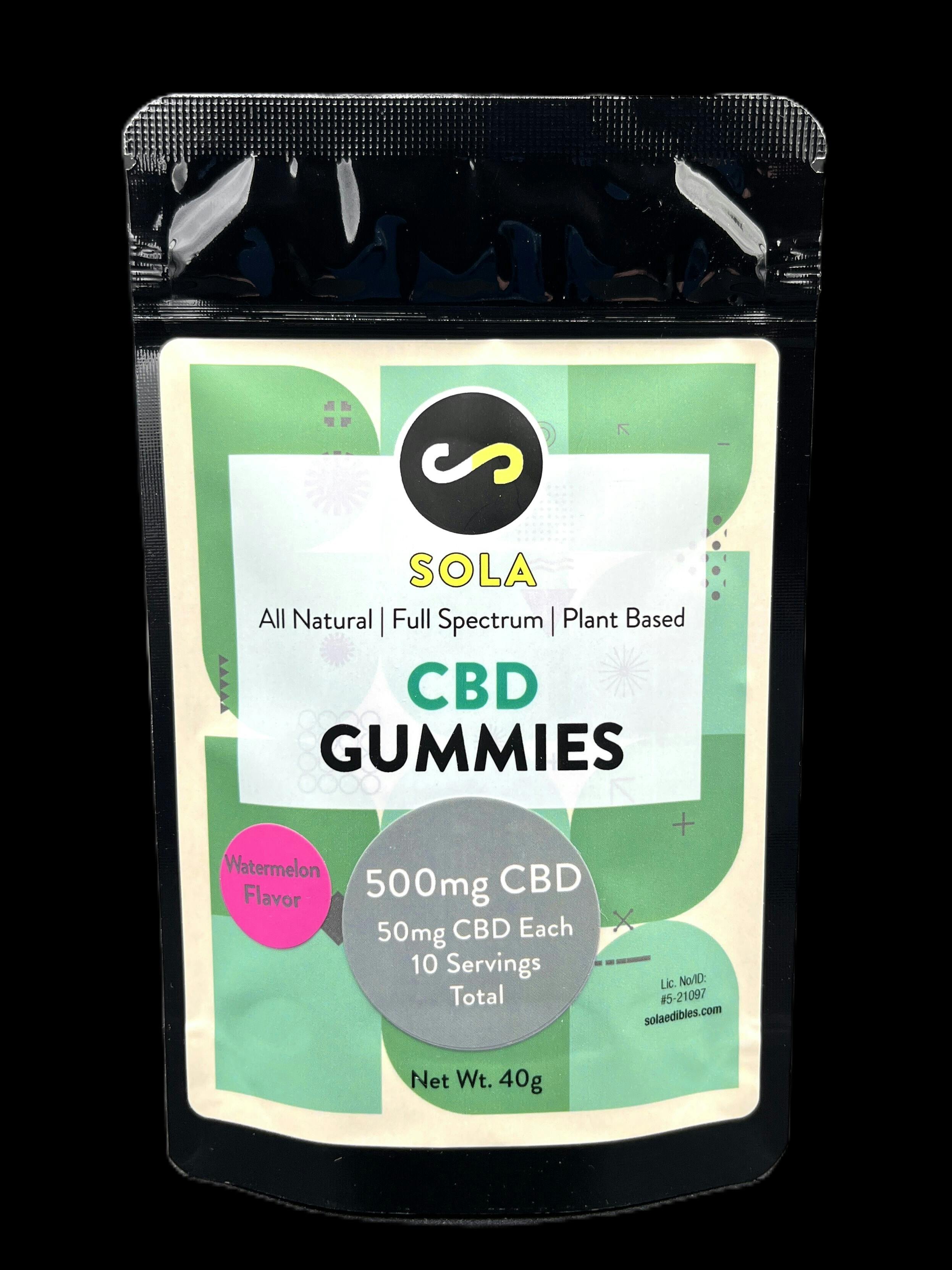 Sola Edibles - CBD Gummies (Watermelon)