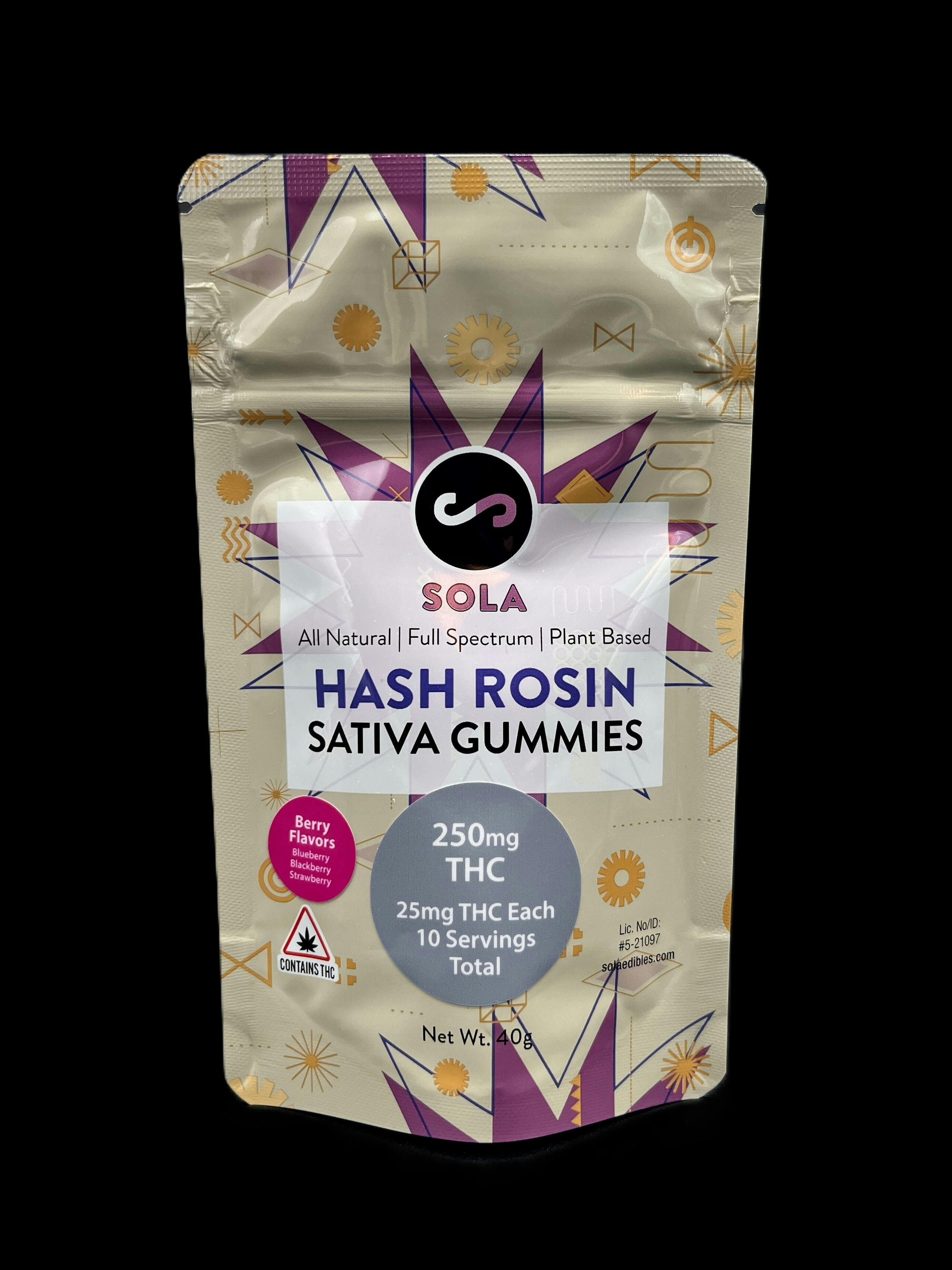 Sola Edibles - Sativa Hash Rosin Gummies (Berry)