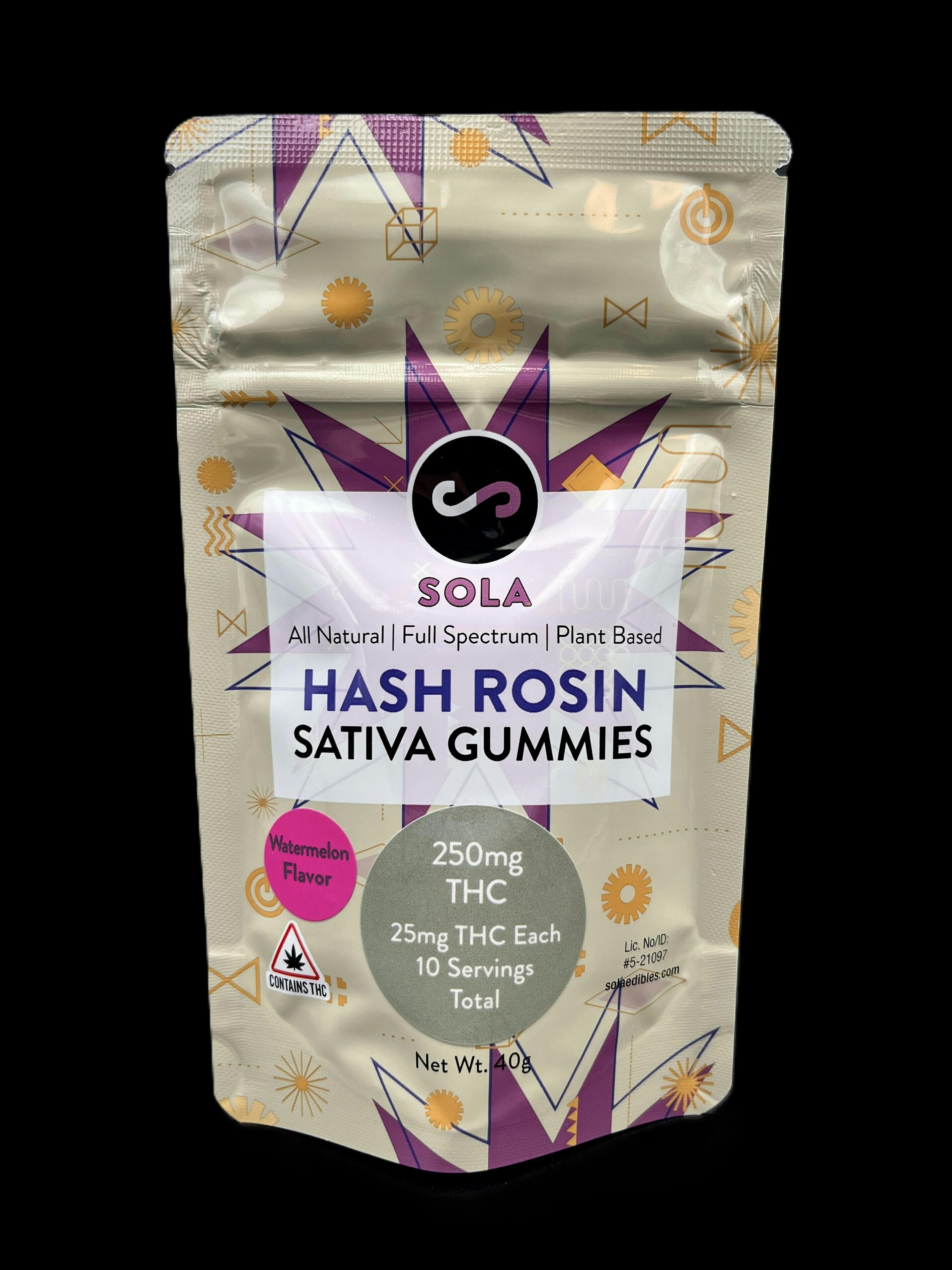 Sola Edibles - Sativa Hash Rosin Gummies (Watermelon)