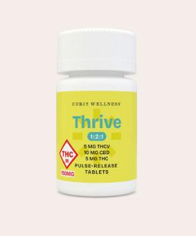 Curio Wellness: Tablets | Thrive Pulse-Release 2:1:1 | 300mg CBD : 150mg THC : 150mg THCv | 30pk